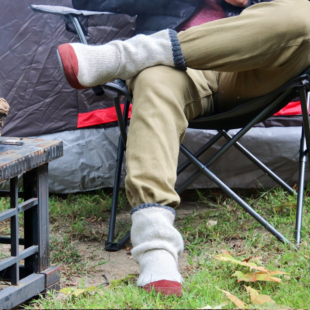 Men's Slouch Boot Slippers with Indoor/Outdoor Sole - Cozy House Shoes for Winter, Home, Office & Outdoor Wear