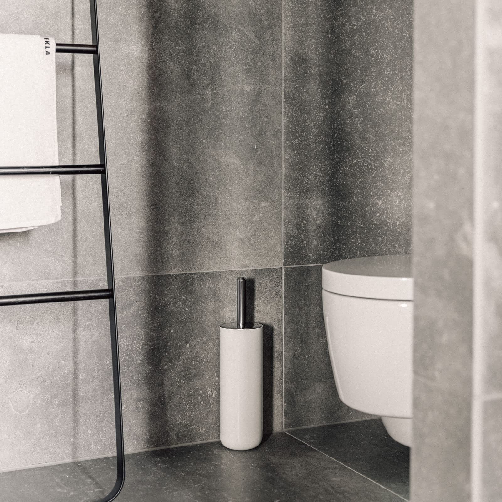 Black Toilet Brush with Holder - Modern Bathroom Cleaning Tool for Home, Hotel, and Office Use