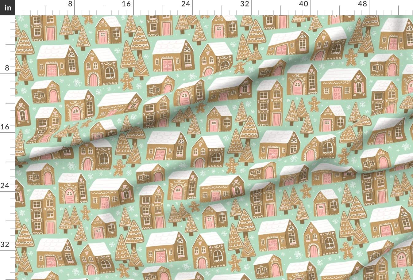 Gingerbread Village House Christmas Holiday Cookie Fabric - Printed on Soft Minky Fabric for Sewing Baby Blankets, Quilt Backing & Plush Projects - Perfect for DIY Holiday Decorations & Cozy Home Crafts