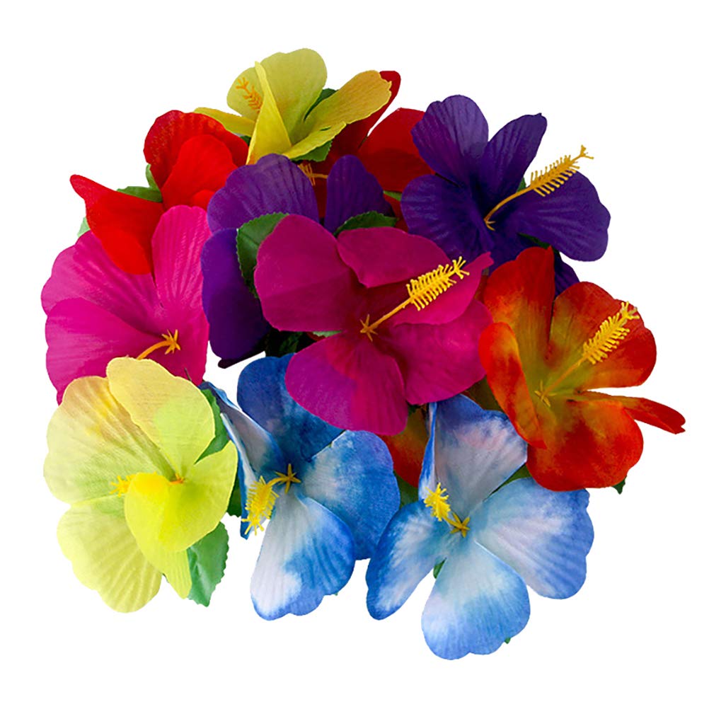 72Pcs Artificial Hibiscus Flowers - Hawaiian Tropical Fake Floral Decor for Wedding, Party, Home Decor (Random Color) | Perfect for Centerpieces, Backdrops & DIY Crafts