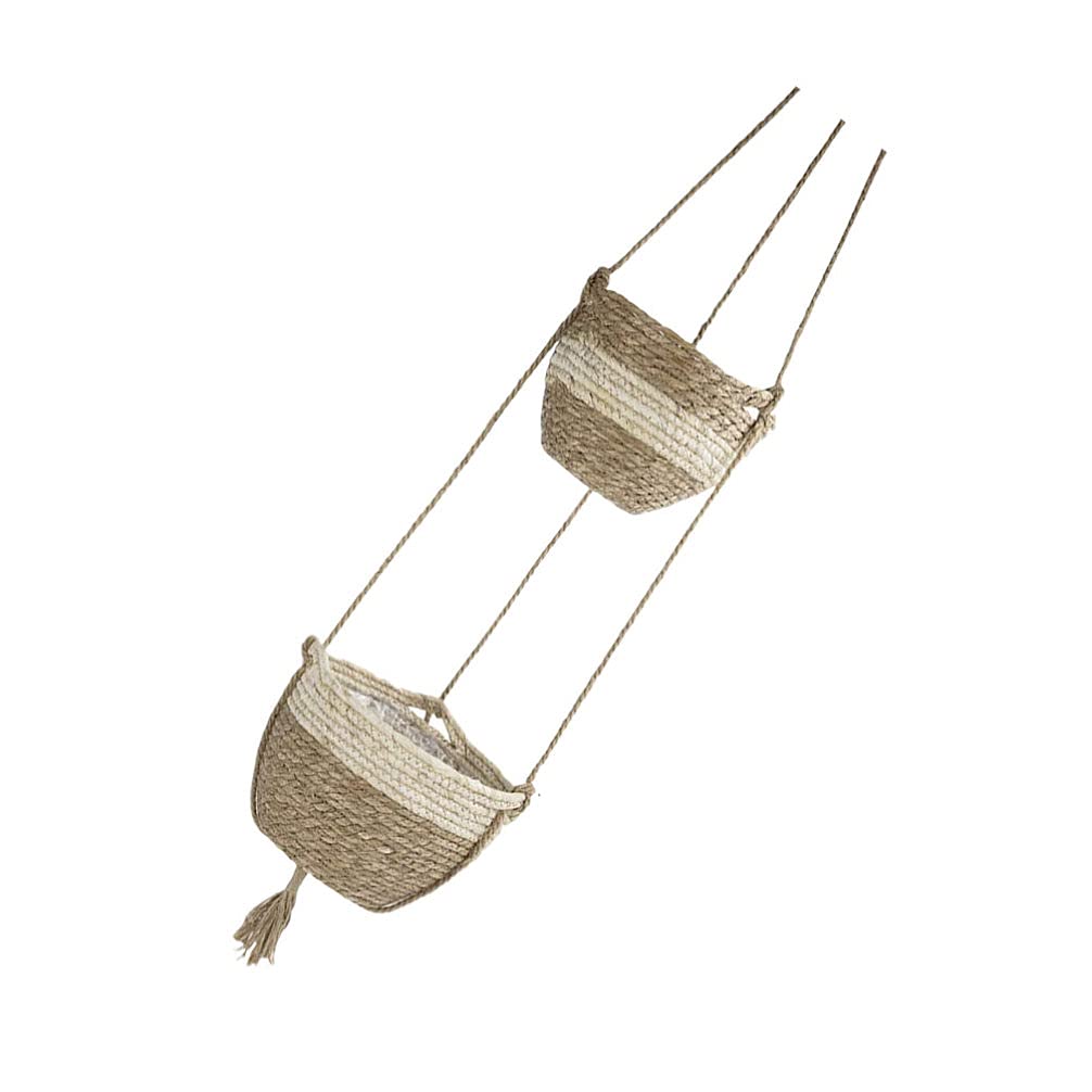 DOITOOL 1 Set Hanging Rattan Flower Pot - Foldable Woven Basket Planter for Chlorophytum, Wall Decor & Clothes Storage | Perfect for Indoor Plants, Home Organization & Small Space Gardening