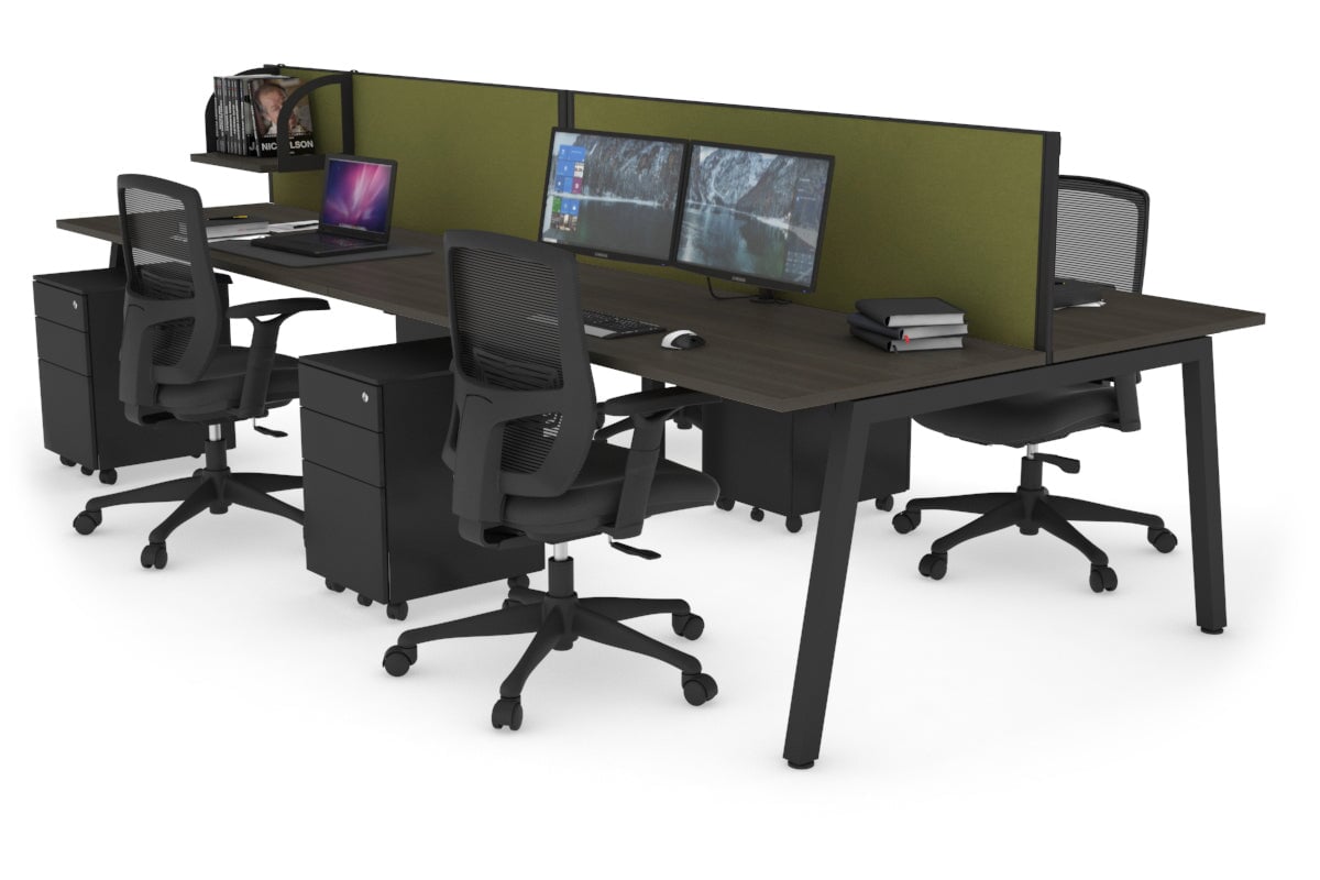Quadro 4-Person Office Workstation Desk - 1600L x 700W Dimensions - Perfect for Team Collaboration, Open Office Spaces & Shared Workstations