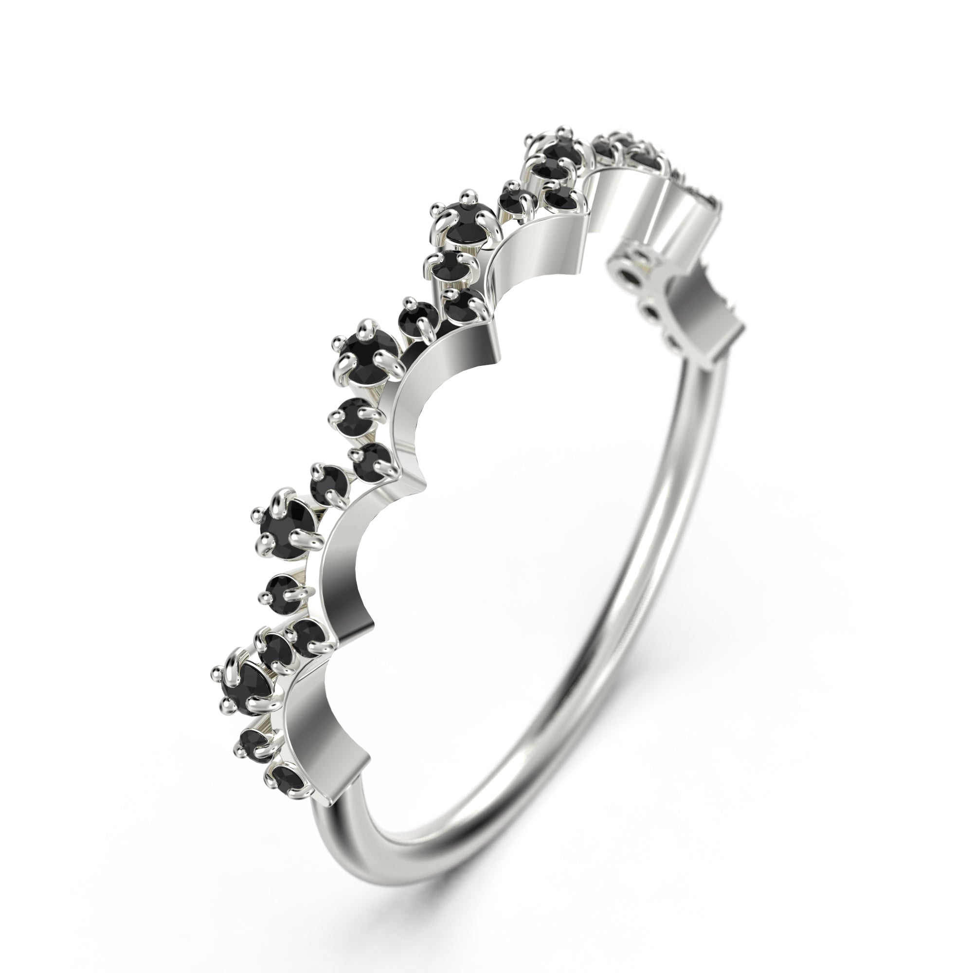0.50 Ct Black Diamond Moissanite Ring - 10K/14K/18K Solid Gold Wedding Band with Lace Edge - Anniversary Gift for Her - Perfect for Proposals, Engagements & Special Occasions