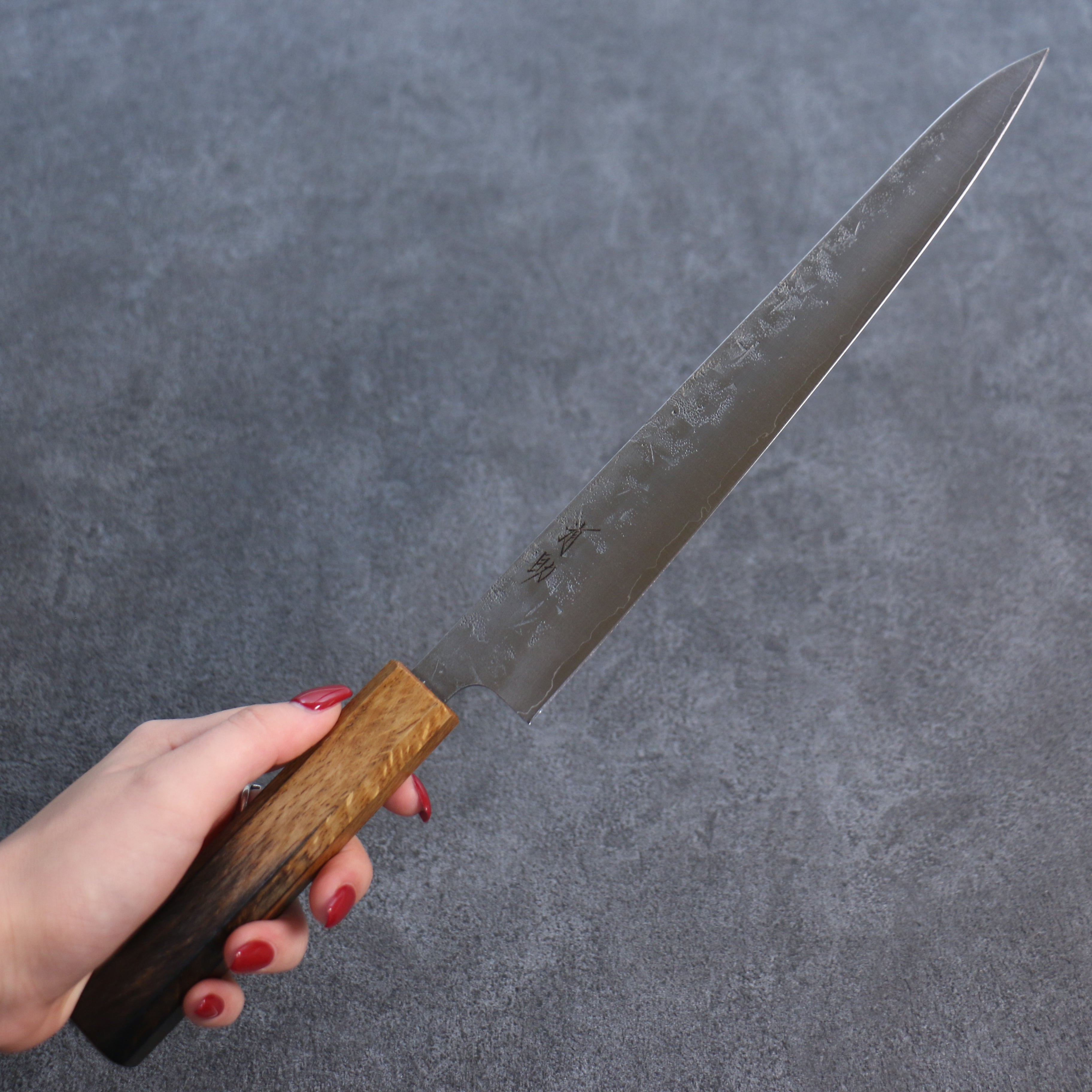 Premium Seisuke SLD Washiji Sujihiki 240mm Japanese Slicing Knife - High Carbon Steel Blade with Burnt Oak Handle - Perfect for Sushi, Sashimi & Meat Carving