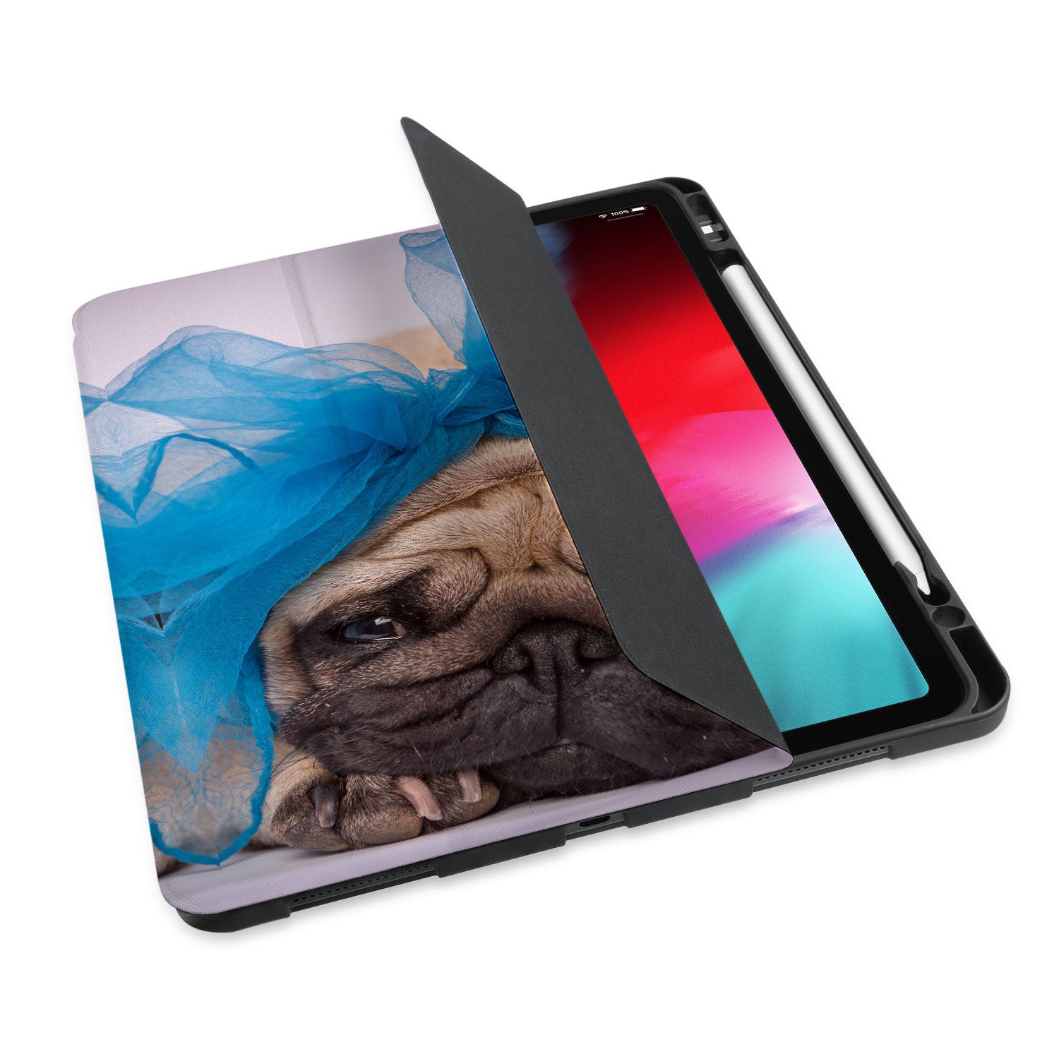 Premium iPad Trifold Case with Stand - Slim Protective Cover for iPad 7th/8th/9th Gen & iPad Air 3rd/4th Gen | Cute Dog Pattern Design | Perfect for Work, School & Travel