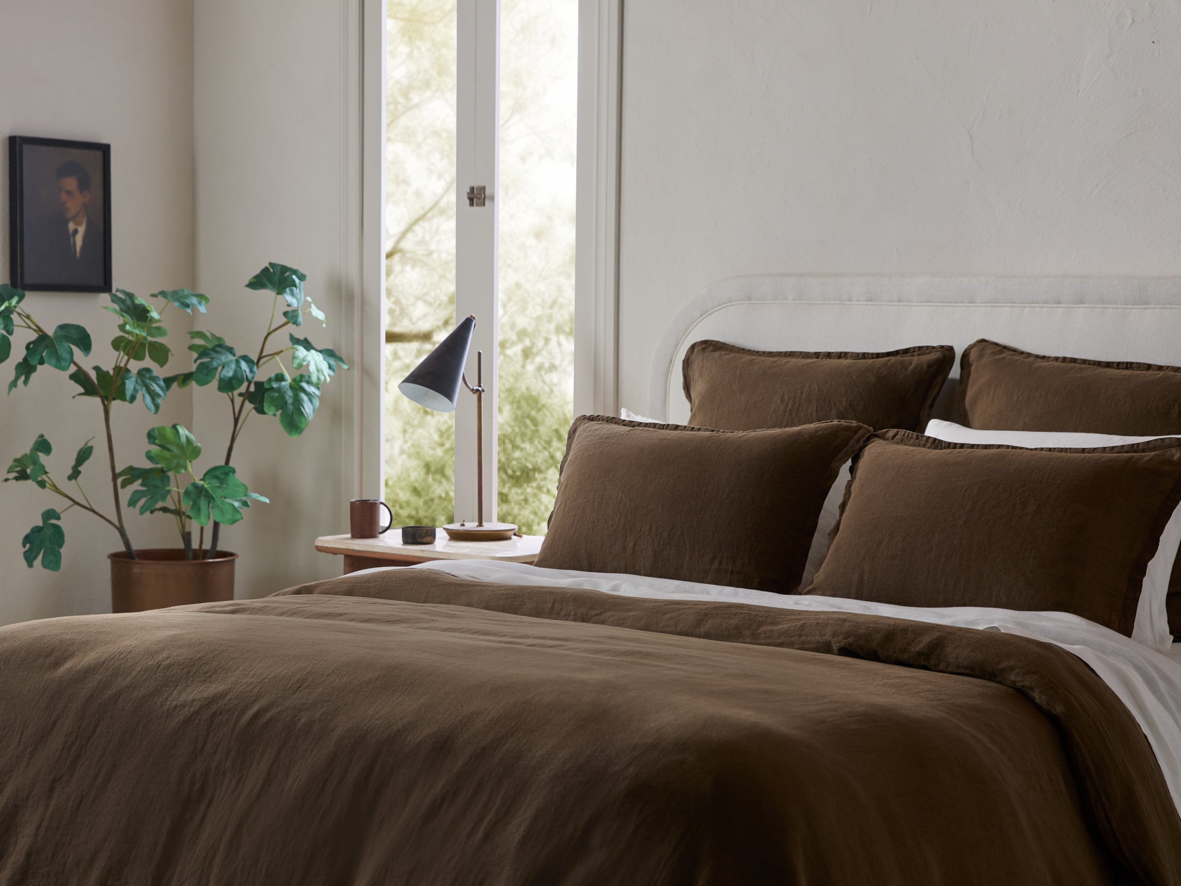Premium Linen Sham Set (Java) - Soft & Breathable Pillow Covers for Bedroom Decor, Hotel Style Luxury - Perfect for Master Bedroom, Guest Room & Airbnb Stays