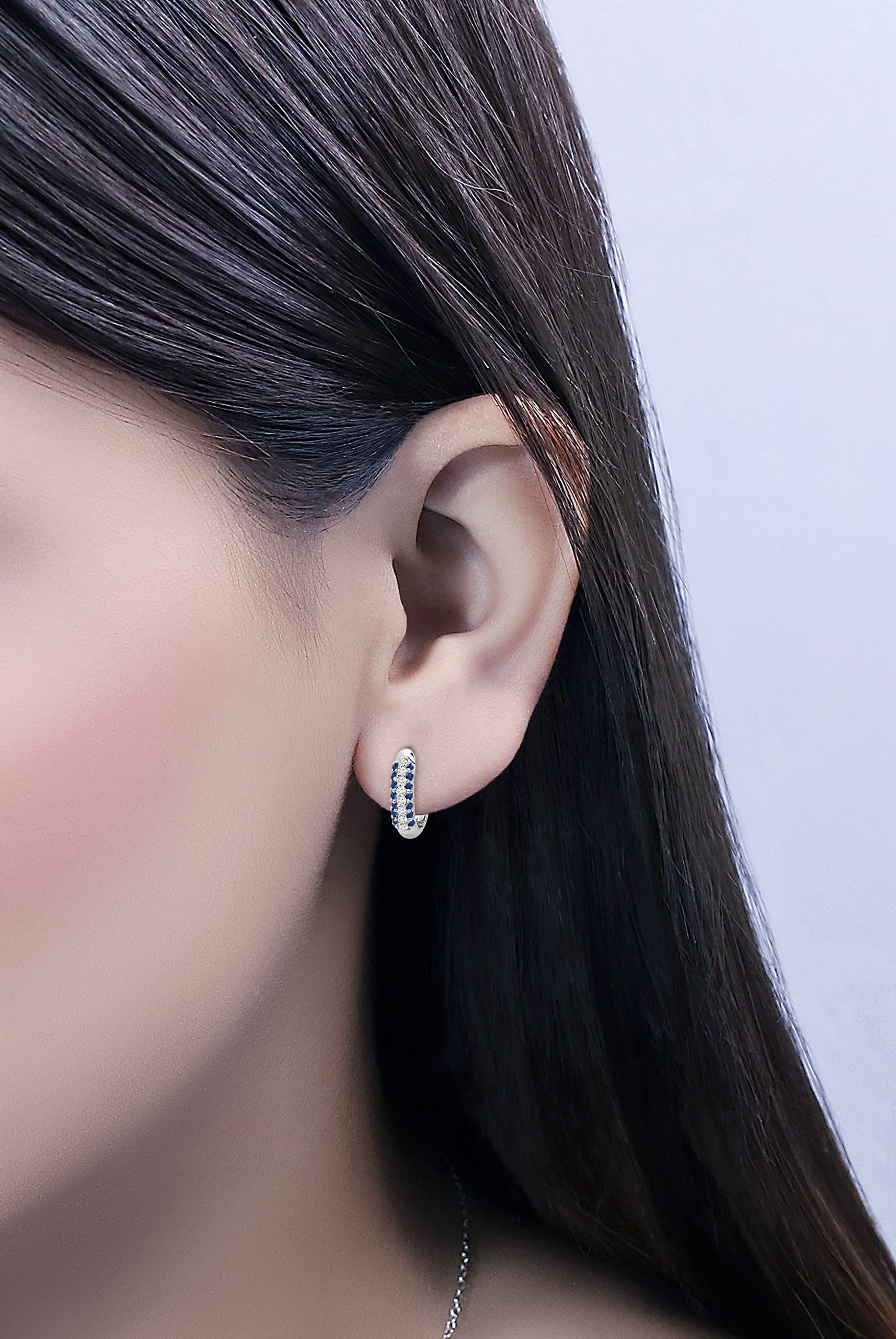 Dazzlingrock Collection 10K Solid White Gold Pave Set Huggies Hoop Earrings for Women | Perfect for Everyday Wear, Date Nights & Special Occasions