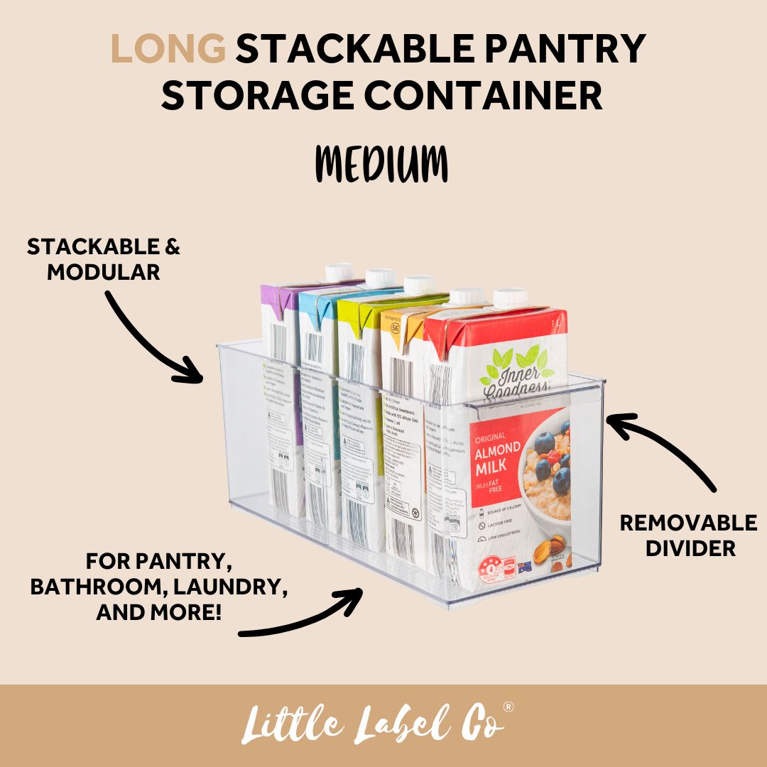 Stackable Pantry Storage Containers - Medium Size for Flour, Sugar, Rice & Dry Food Organization - Perfect for Kitchen, Pantry & Bulk Food Storage