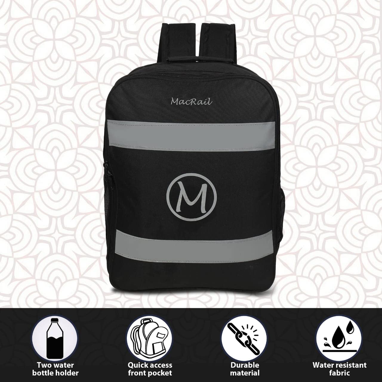 37L Large Unisex Backpack with Reflective Strips - Waterproof Travel Hiking Backpack for Men & Women (Black) - Perfect for Outdoor Adventures, Commuting and College Campus Use