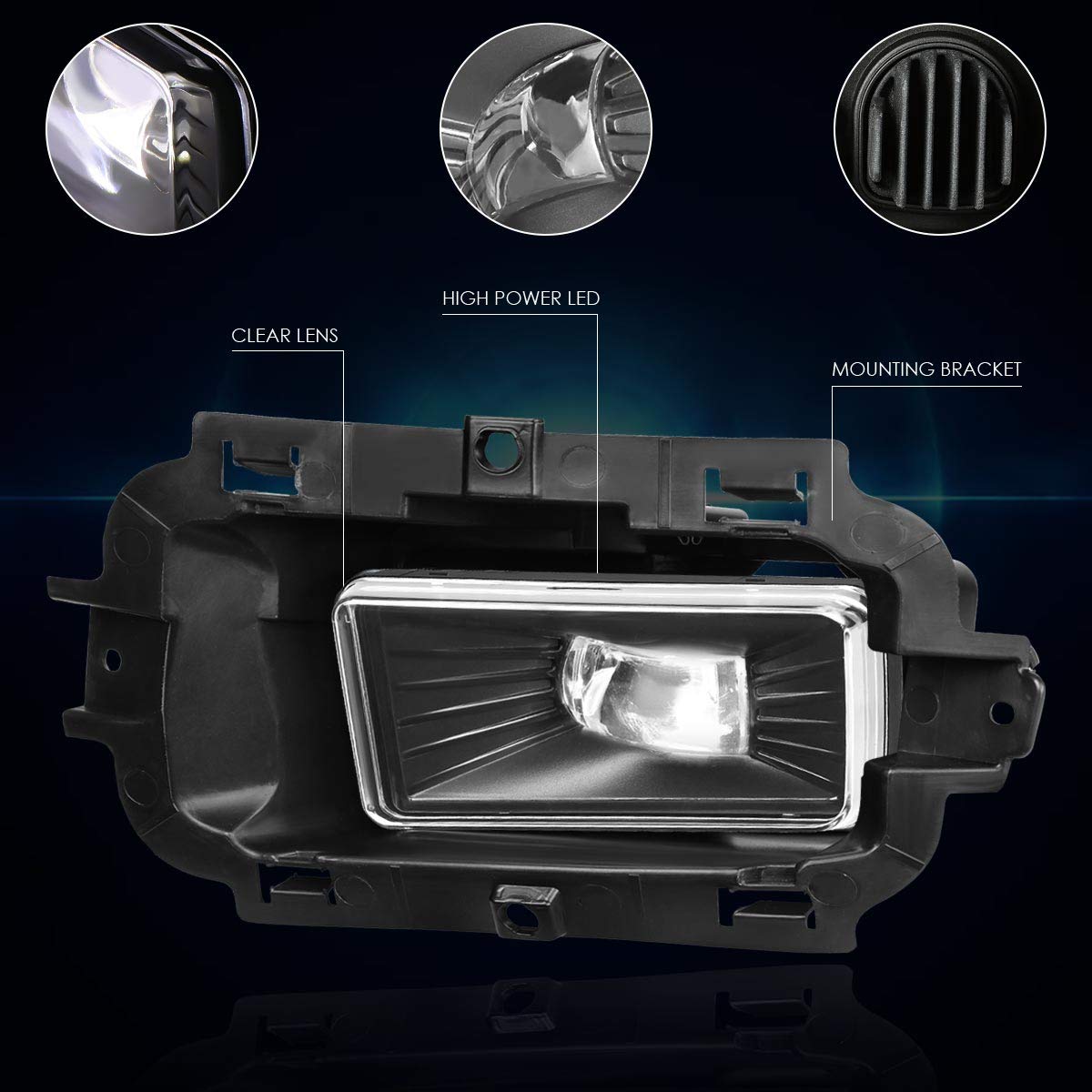 PM PERFORMOTOR High-Power LED Fog Lights with Switch - Clear Lens Replacement for 2014-2015 Chevy Silverado 1500 Front Bumper | Off-Road Driving & Nighttime Visibility Enhancement