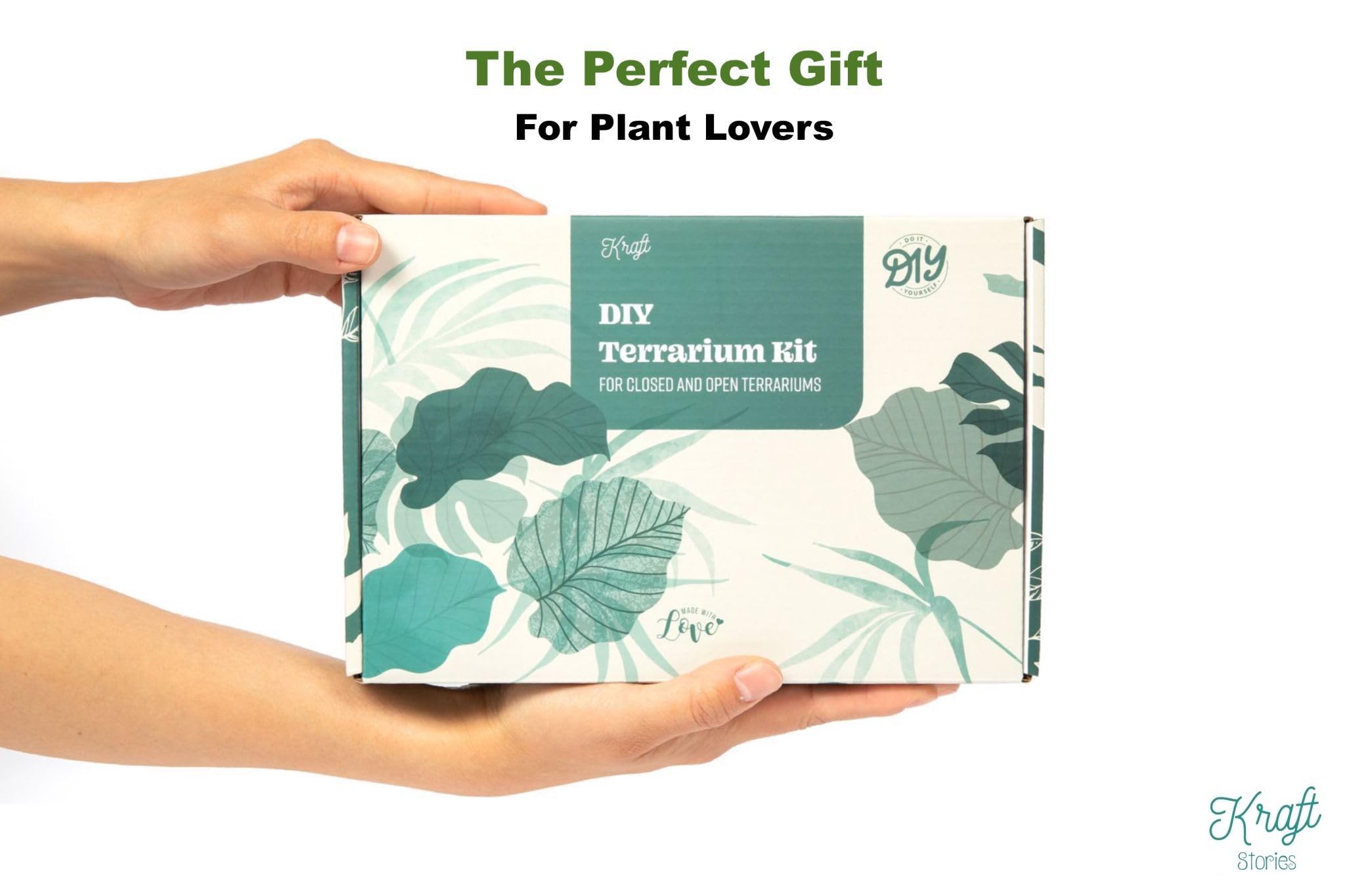 Complete DIY Terrarium Kit with 13 Items - Soil, Pebbles, Sphagnum Moss, Activated Carbon & Tools for Indoor Gardening | Create Your Own Mini Ecosystem for Home Decor, Office Desk or Gift