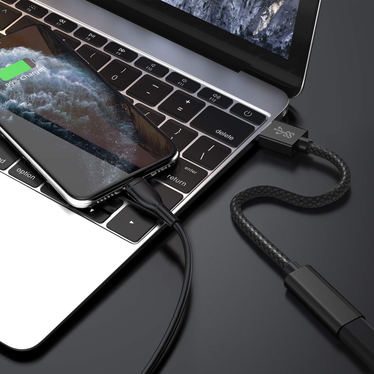 Basesailor USB 3.0 to USB C Adapter 2-Pack (0.75FT) - USB 3 Male to USB C Female Converter Cable - 5Gbps High-Speed Data Transfer & Charging Compatible with iPhone 16/15 Pro Max, iPad Air/Mini, Samsung Galaxy S25/S24/S23/Z Fold/Flip - Perfect for Travel, Office & Home Charging Stations