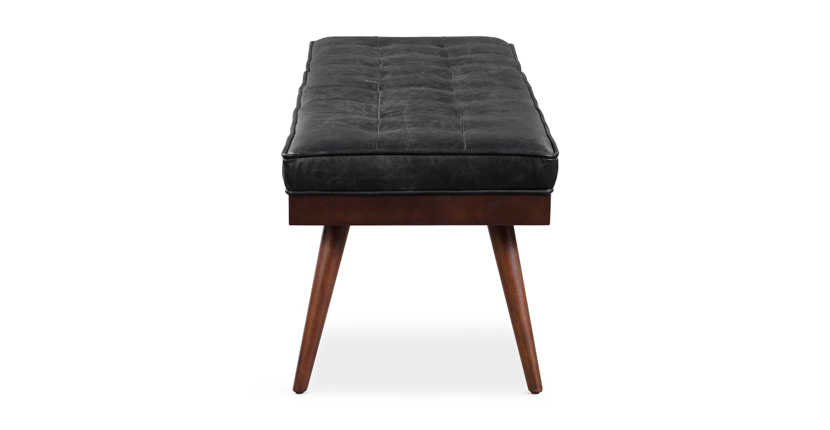 Luca Leather Bench - Modern Upholstered Storage Ottoman with Tufted Design for Living Room, Bedroom, or Entryway - Durable Faux Leather Seat with Sturdy Wooden Legs - Perfect for Extra Seating, Footrest, or Stylish Home Decor