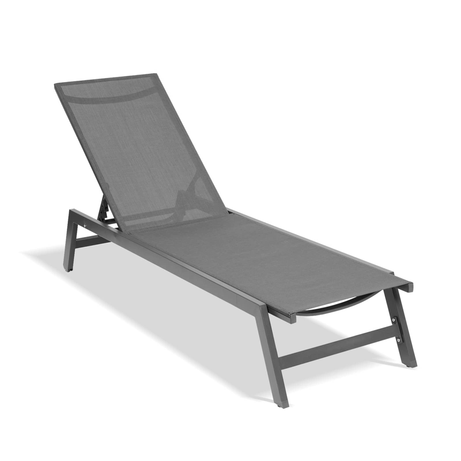 Outdoor Patio Chaise Lounge Chair - Aluminum Recliner with 5 Adjustable Backrest Positions - Beach & Pool Sunbathing Chair for Tanning - Perfect for Backyard, Lawn, and Outdoor Relaxation - Grey