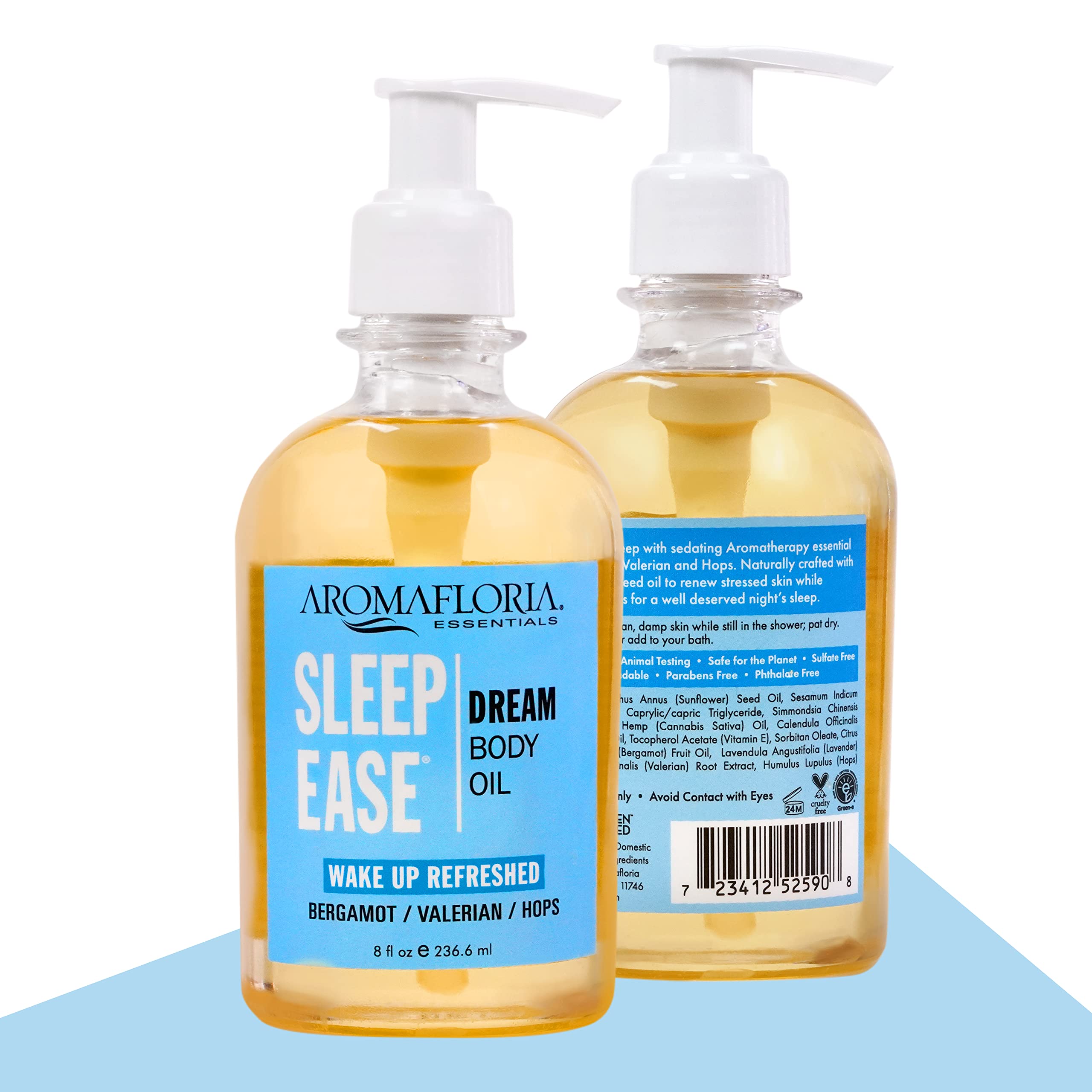 Sleep Ease Dream Body Oil with Bergamot, Valerian & Hops - Best Relaxing Massage Oil for Men & Women - 8 fl oz Bottle - Perfect for Aromatherapy, Stress Relief & Bedtime Relaxation