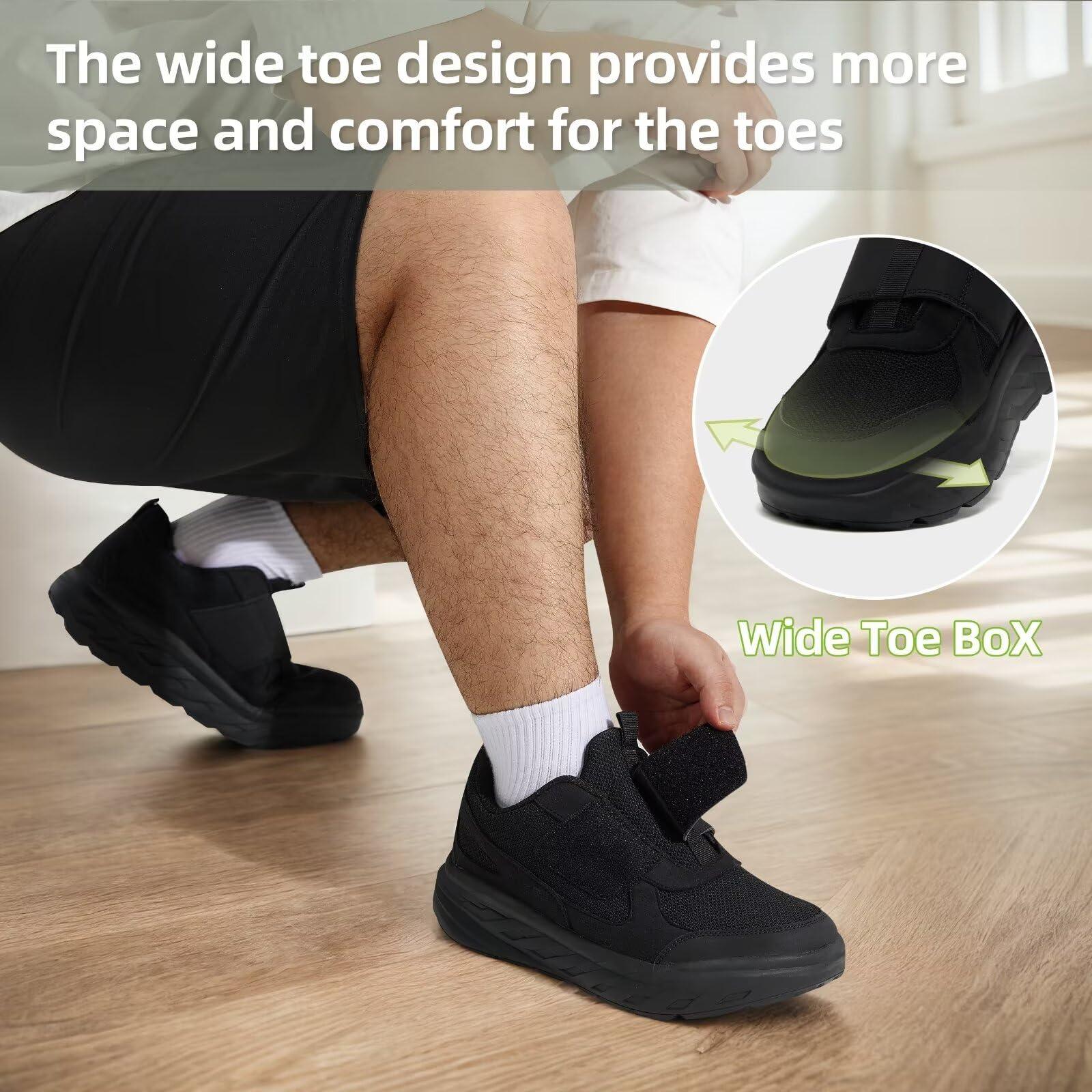 Orthopedic Diabetic Walking Shoes for Men - Wide Width Comfortable Slip-On Loafers with Arch Support & Adjustable Fit - Plantar Fasciitis, Hammer Toes & Foot Pain Relief - Ideal for Daily Walking, Work & Travel