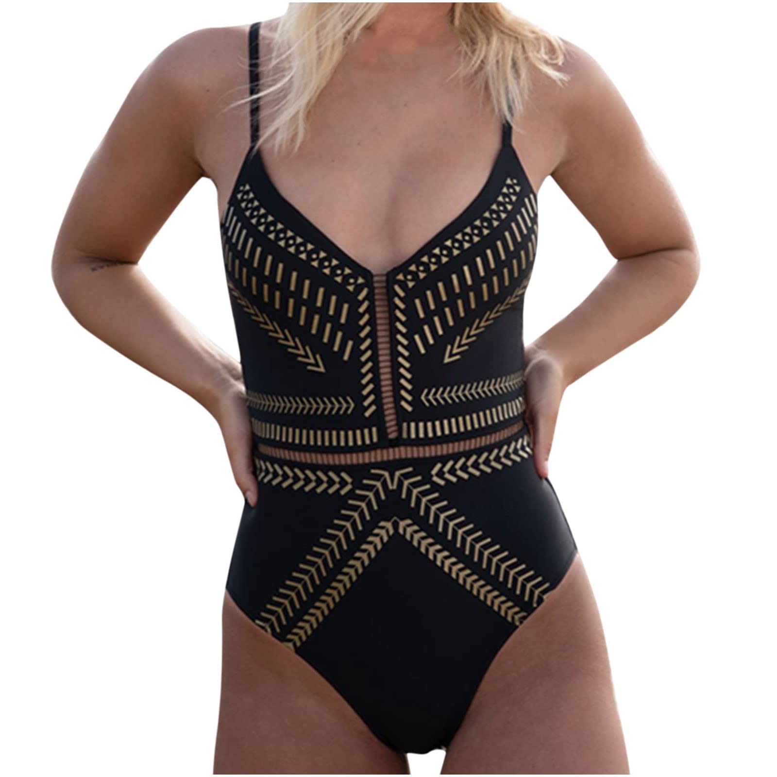 Leodye Women's One Piece Swimsuit - Hollow Out, Color Block, Deep V Neck Design with Tummy Control | Perfect for Beach, Pool, and Summer Vacations