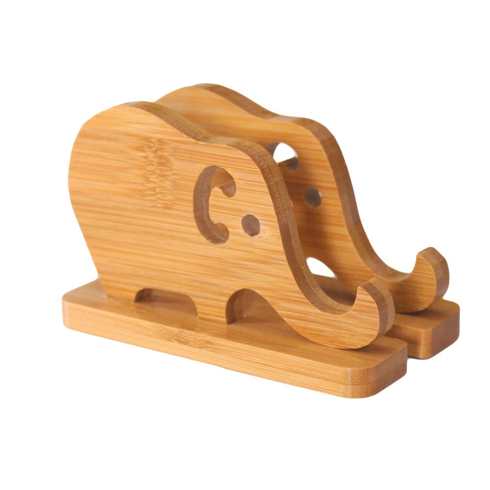 Bamboo Elephant Phone Stand - Anti-Slip Mobile Phone Holder for Desk, Table Decor & Gift - Perfect for Home Office, Bedside, Kitchen Counter and Gift Giving