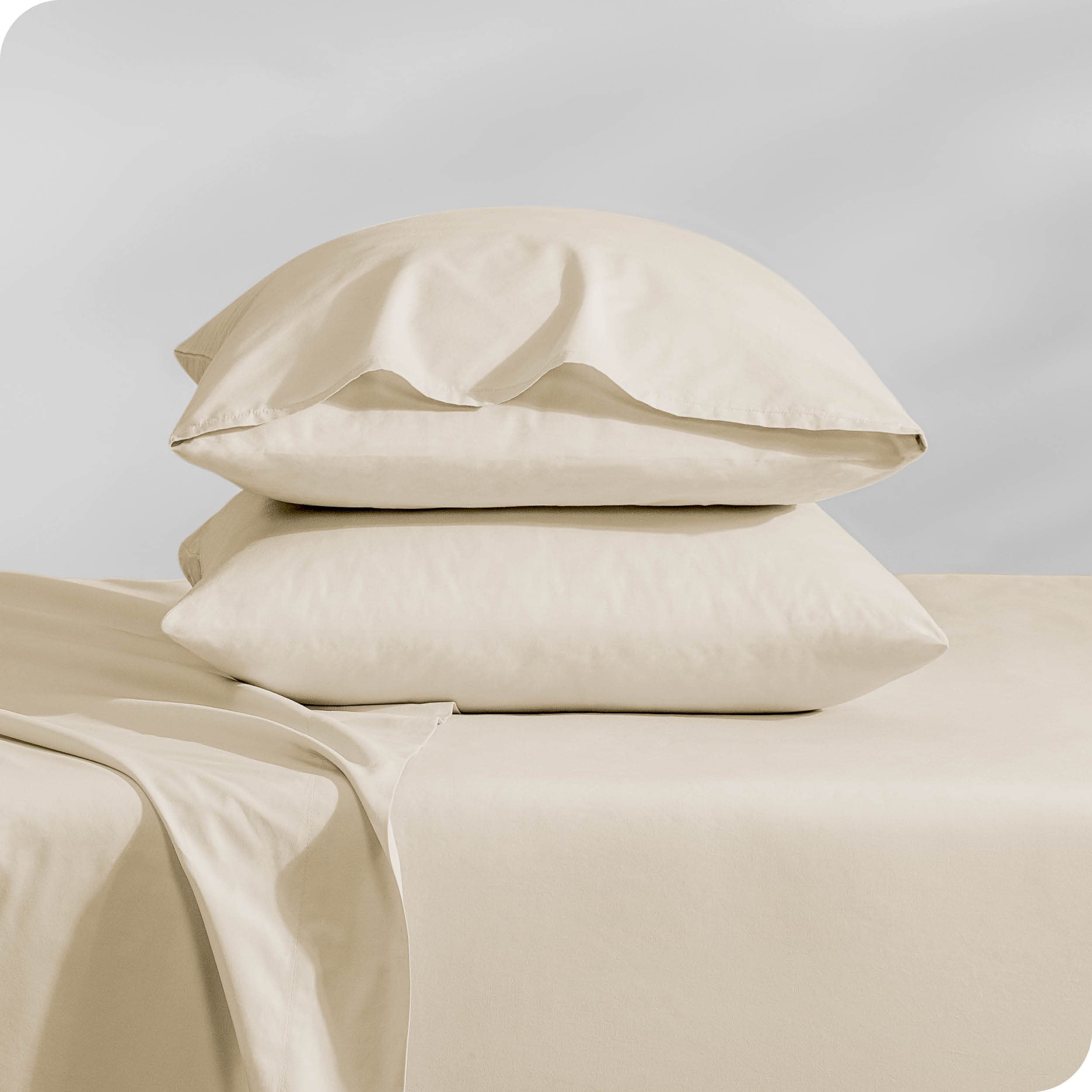 Bare Home 100% Organic Cotton King Pillowcase Set - 2 Pack Crisp Percale Weave - Lightweight & Breathable - French Beige - Perfect for Luxury Bedding & Hotel-Style Comfort