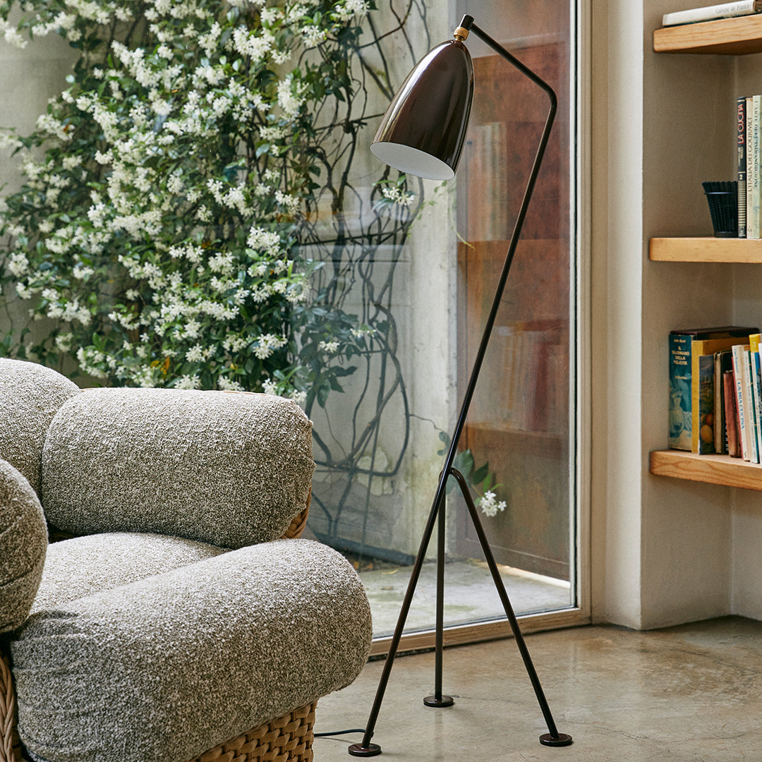Modern Grossman Gräshoppa Adjustable Floor Lamp - Scandinavian Design for Living Room, Bedroom & Office - Bright LED Reading Light with Flexible Gooseneck