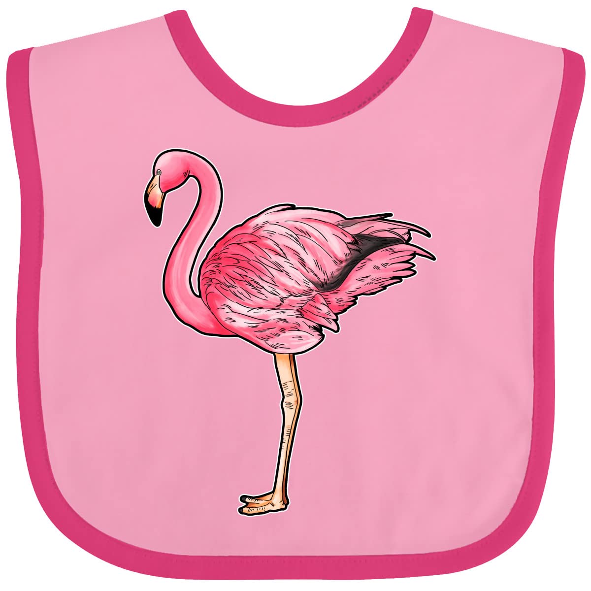 Inktastic Pink Flamingo Baby Bib - Soft & Absorbent Drool Bib for Infants & Toddlers - Perfect for Feeding, Teething & Playtime