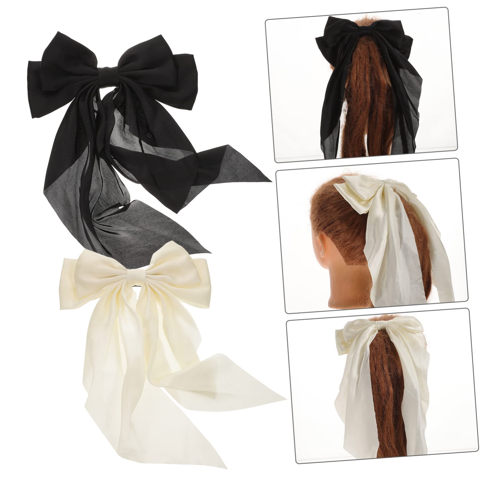 WOONEKY Women's Hair Barrettes - 2pcs Large Bow Hair Clips, Black Metal Hairpins for Women & Girls - Perfect for Parties, Weddings, Work & Everyday Styling