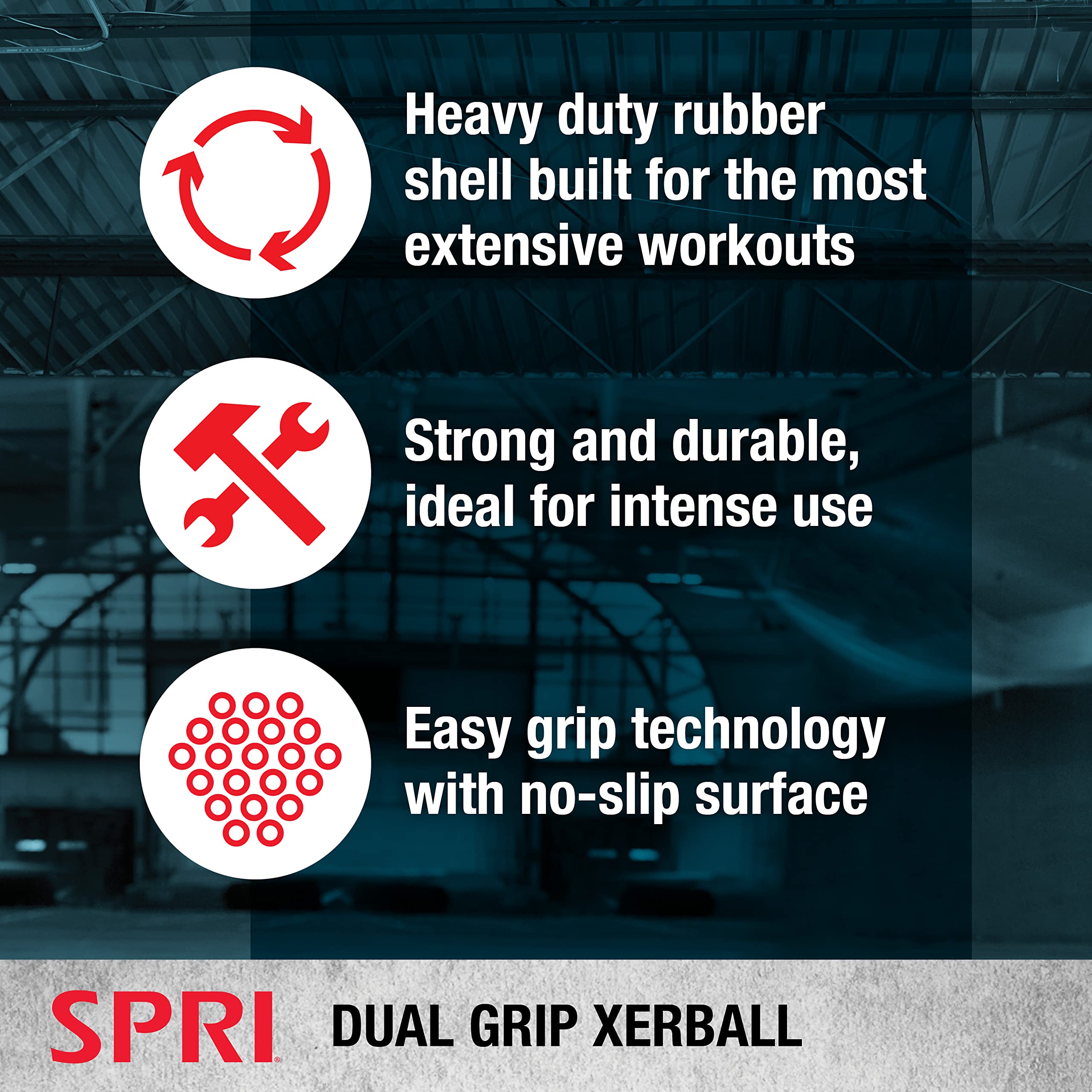 SPRI Weighted Medicine Ball with Handles - Heavy Duty Exercise Ball for Strength Training, CrossFit, Home Gym Workouts & Physical Therapy