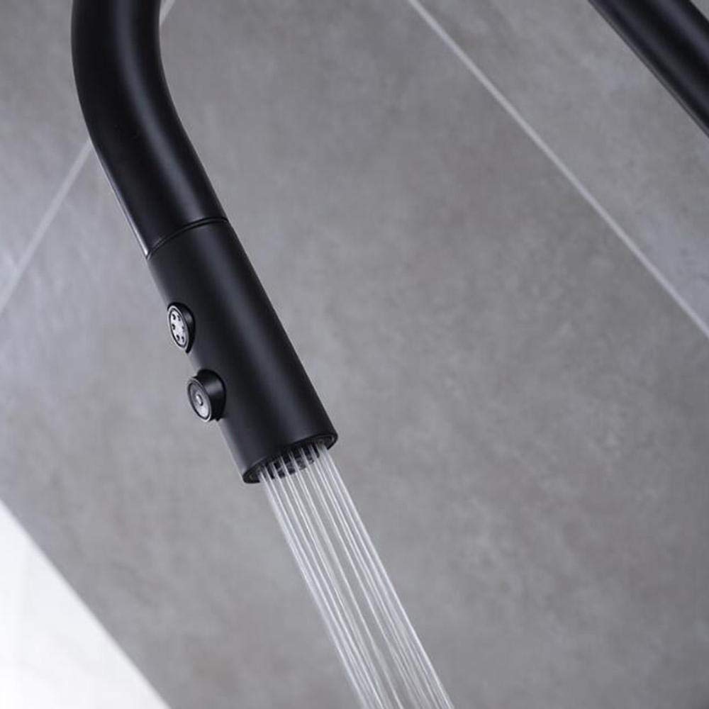 Black Pull Down Kitchen Faucet with Sprayer - Brass Hot & Cold Water 360° Swivel Spout, Dual Function Spray Head for Modern Home Kitchen Sink (Ideal for Washing Dishes, Filling Pots & Cleaning Countertops)