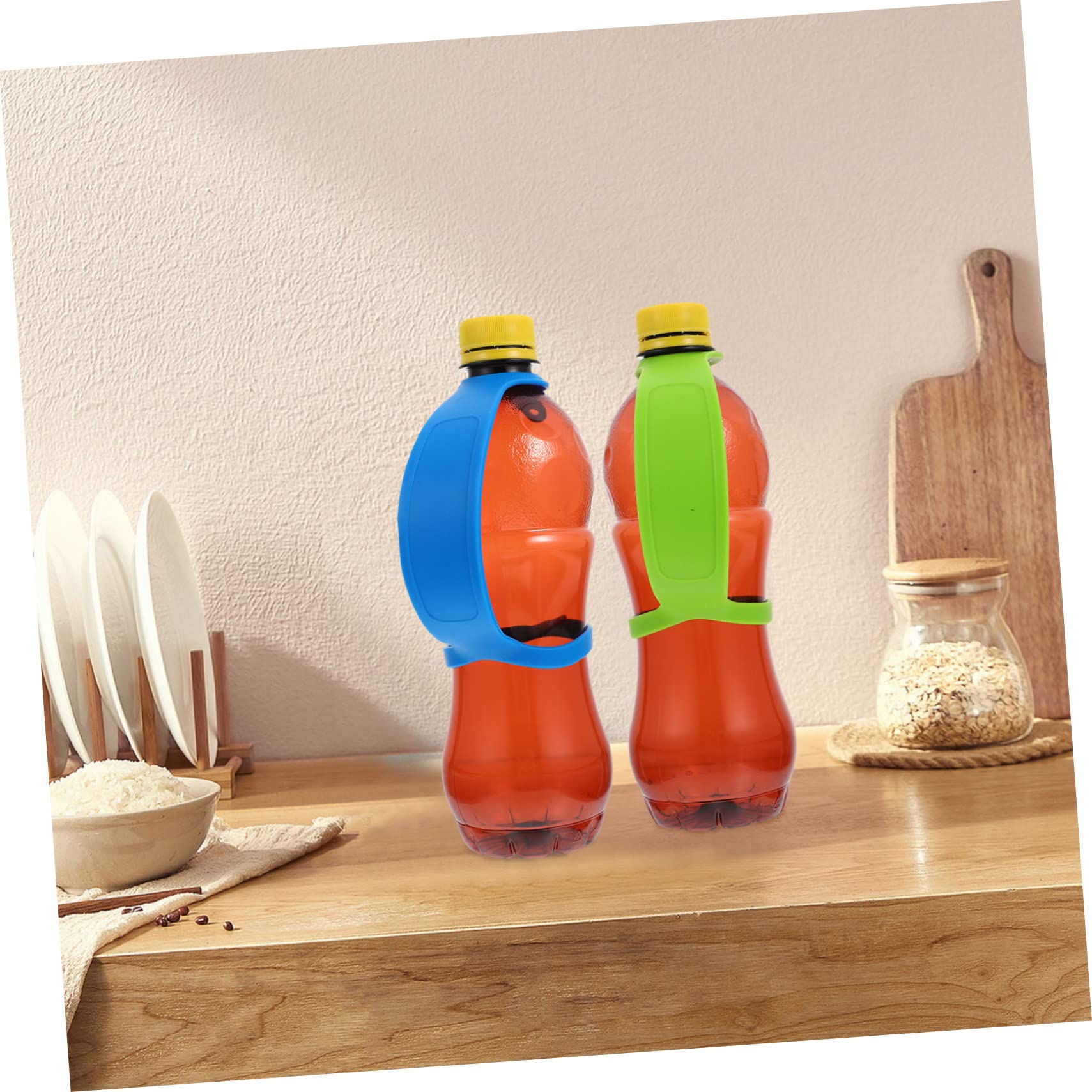 KOMBIUDA 4 Pack Silicone Water Bottle Leash Straps - Bicycle Bottle Holder, Secure Bike Water Bottle Carrier, Silicone Cup Grip - Perfect for Cycling, Hiking, Gym & Outdoor Activities