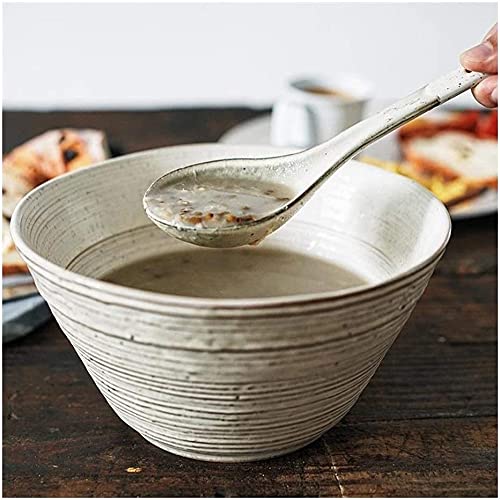 Vintage Japanese-Style Ceramic Large Capacity Serving Bowl - 9 Inch Diameter, Perfect for Fruit Salads, Soups, and Noodle Dishes - Elegant Retro Tableware for Home Dining & Entertaining