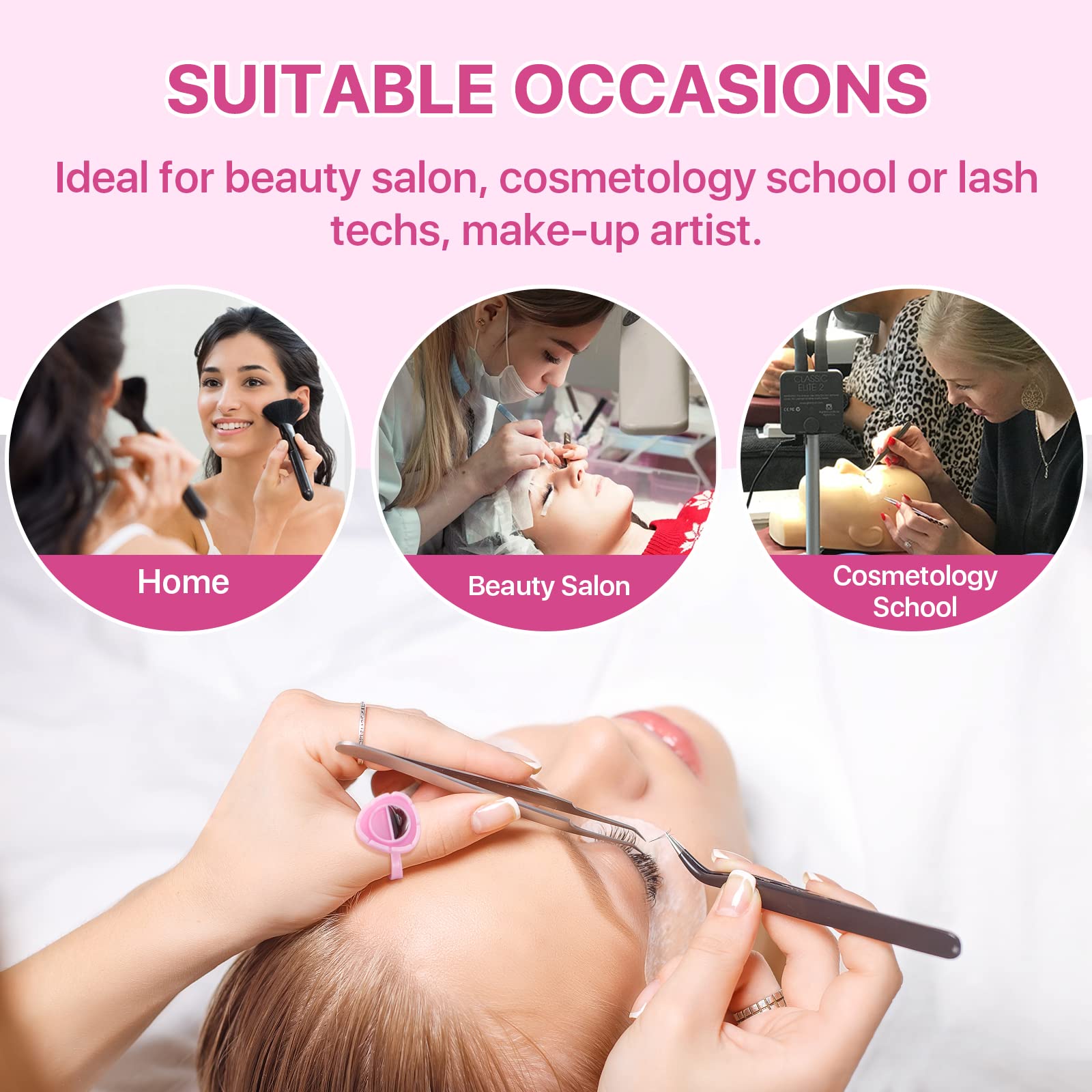 100PCS Pink Eyelash Extension Glue Rings - Smart Lash Adhesive Holders for Volume Fanning & Blooming, Professional Eyelash Extension Supplies (Perfect for Salon Use & DIY Lash Artists)