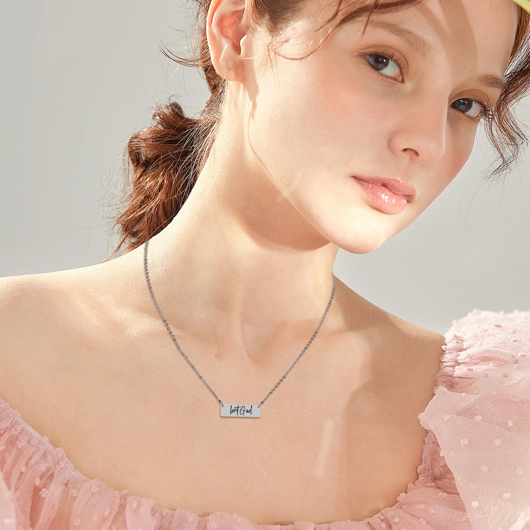 But God Necklace - Christian Jewelry with Bible Verse, Stainless Steel Faith Necklace for Women, Inspirational Gift for Church, Prayer & Daily Encouragement