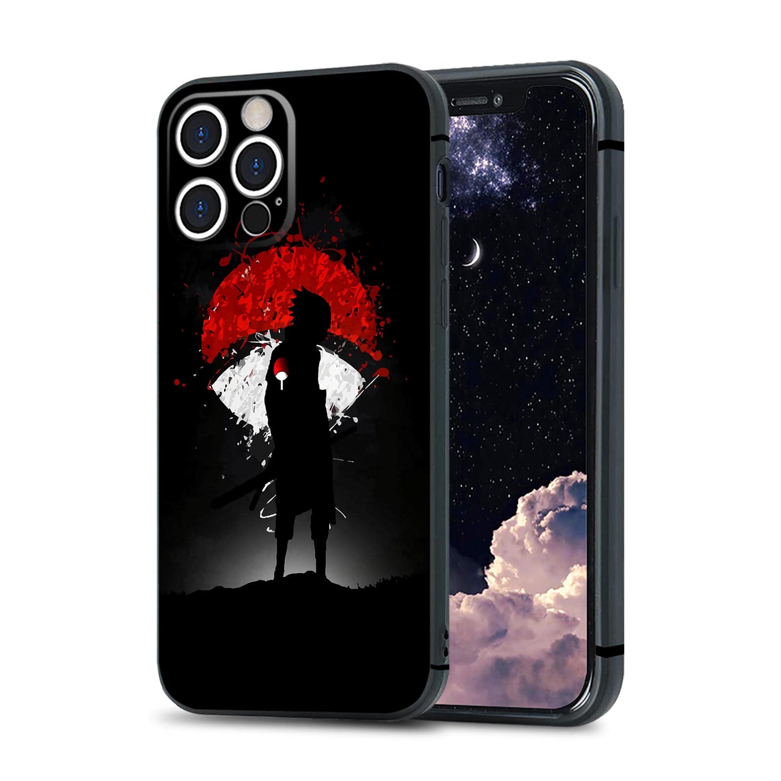 Sasuke Uchiha Anime Phone Case for iPhone 13 - Frosted Matte Silicone Cover with Manga Art | Perfect for Naruto Fans & Anime Lovers | Protective Case for Daily Use & Cosplay Events