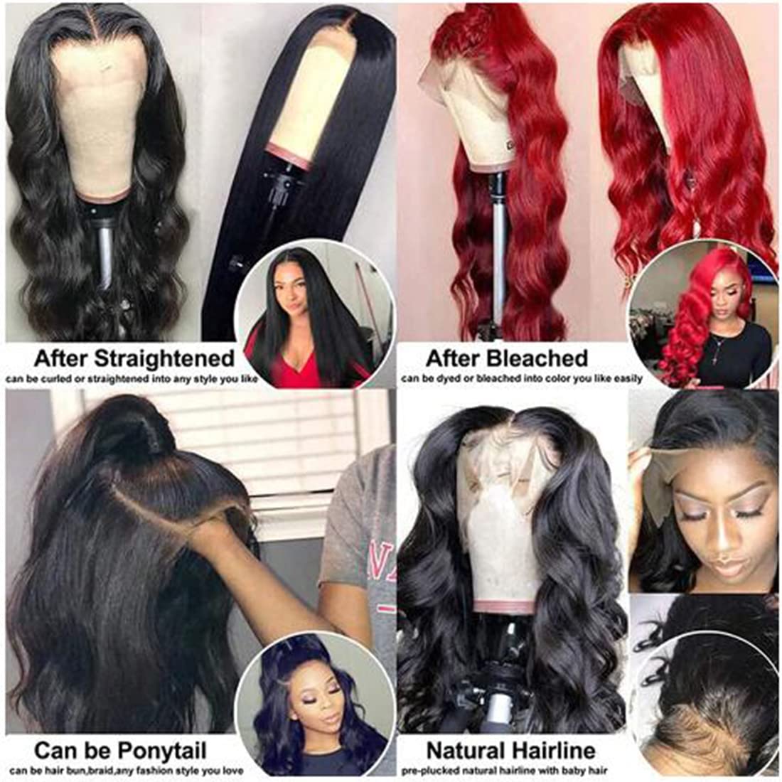 13x4 HD Lace Front Human Hair Wig - Brazilian Body Wave Lace Frontal Wig with Pre-Plucked Hairline & Baby Hair for Black Women | 150 Density 22 Inch Natural Looking Wig for Daily Wear, Parties & Special Occasions