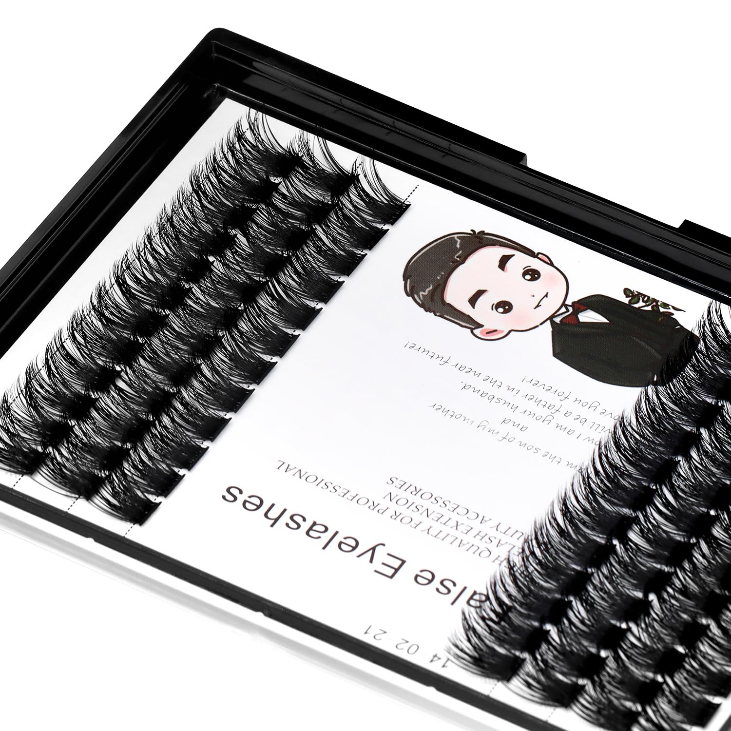 Bodermincer 84 Clusters D Curl False Eyelashes - Natural 3D Volume Lashes Set for DIY Lash Extensions | Wide Cluster, Glue Bonded Band, Individual Lashes (16MM) | Perfect for Home Use, Parties & Special Occasions