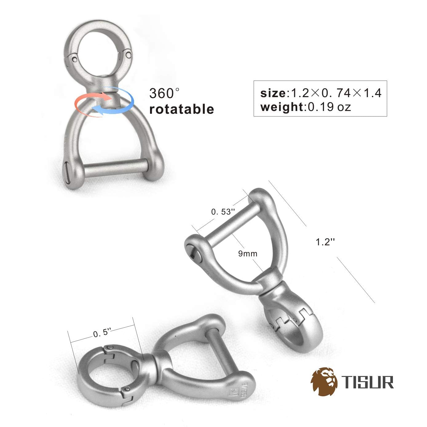 TISUR Keychain Rings - 2PCS D-Rings for Keys & DIY Crafts