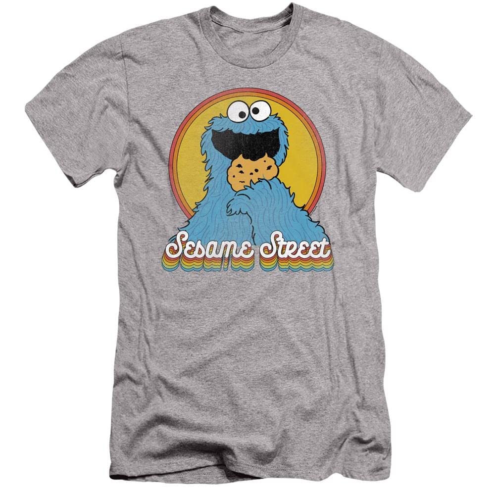 Sesame Street Cookie Monster Graphic Print Slim Fit T-Shirt for Adults | Casual Wear & Pop Culture Fan Gift