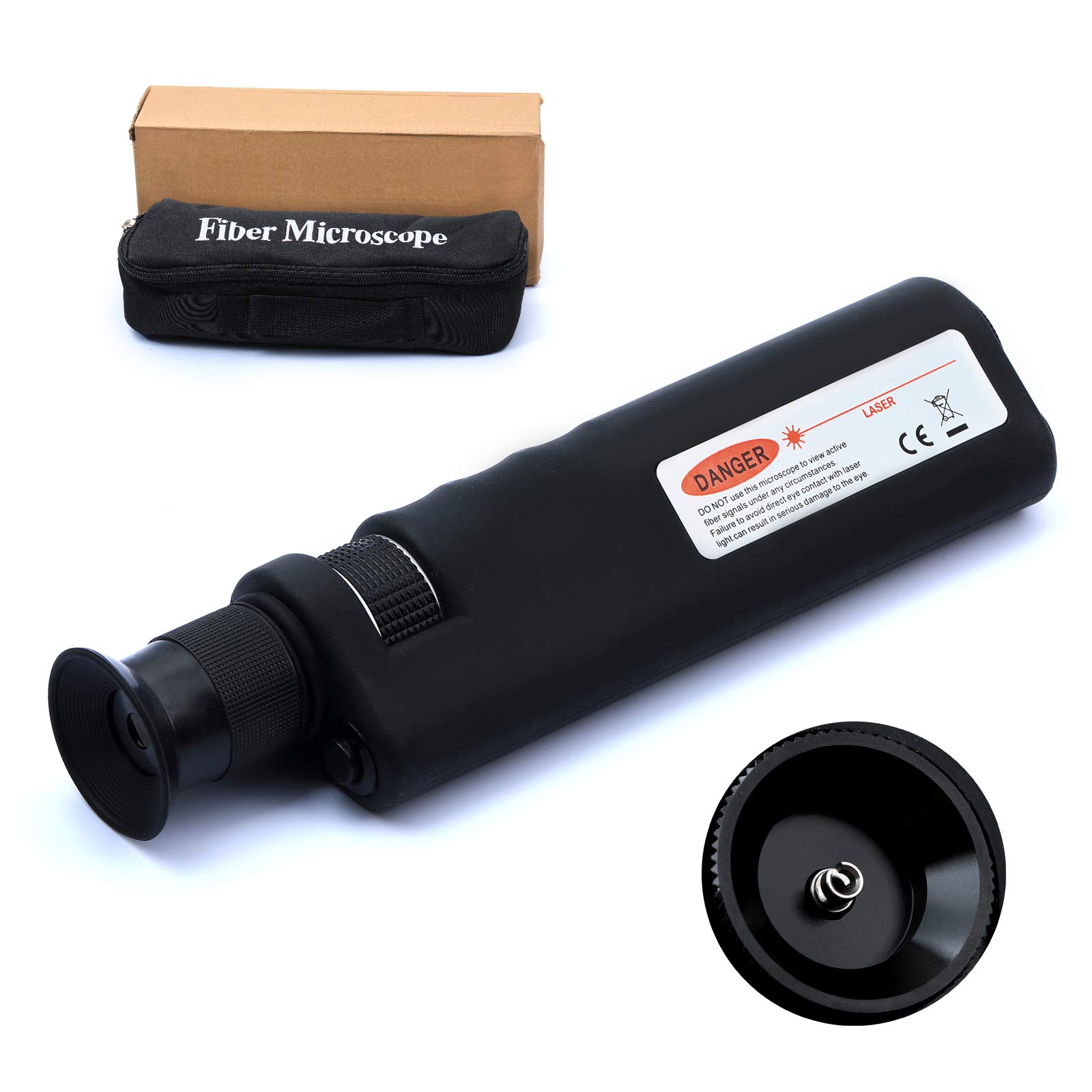 400x Magnification Fiber Optic Inspection Microscope with LED Illumination - Handheld Anti-Slip Rubber Grip for SC/LC/FC Connectors - Perfect for Network Maintenance, Cable Testing & Fiber Optic Repair