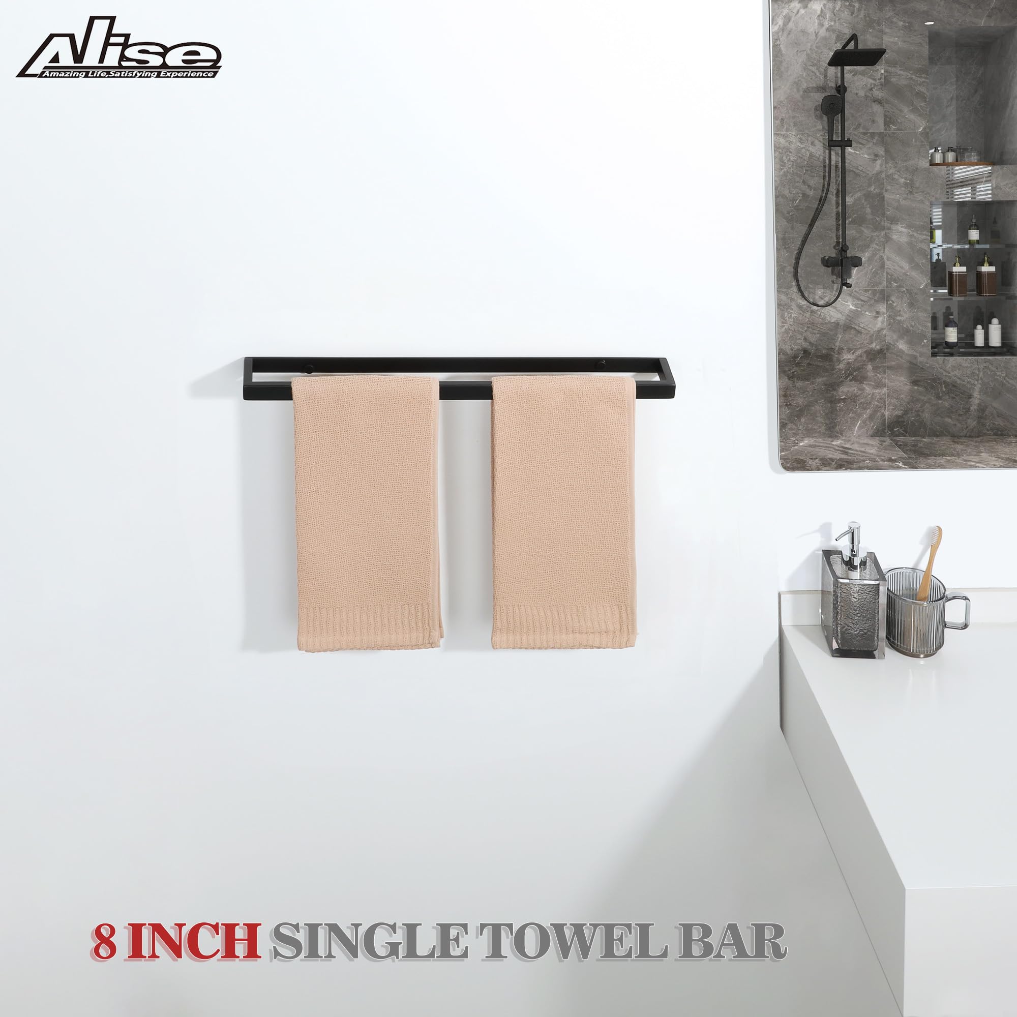 20 Inch Stainless Steel Towel Bar - SUS304 Matte Black Bathroom Towel Rack with Wall Mount for Hand & Bath Towels - Perfect for Bathroom, Lavatory & Spa Decor