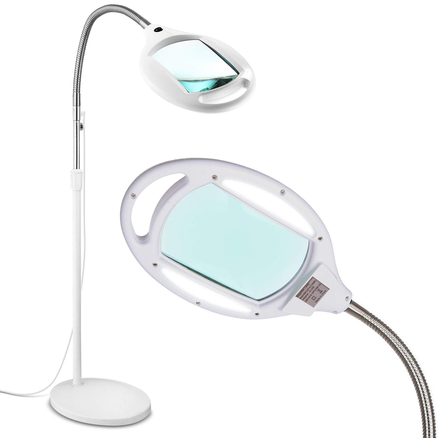 Brightech LightView Pro Magnifying Floor Lamp - Hands-Free LED Magnifier with Adjustable Gooseneck for Reading, Crafts & Hobbies - Bright Standing Work Light for Sewing, Jewelry Making & Detailed Tasks