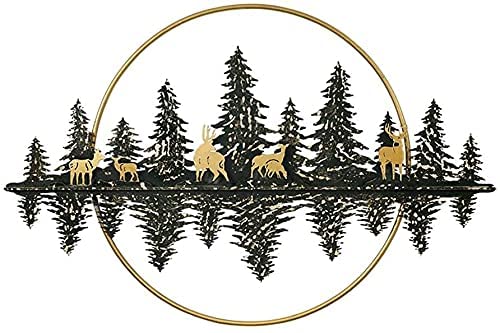 Large Metal Wall Art - 'Forest Reflection' Fawn Wrought Iron Sculpture, Indoor & Outdoor Wall Decor for Living Room, Bedroom, Garden, and Patio