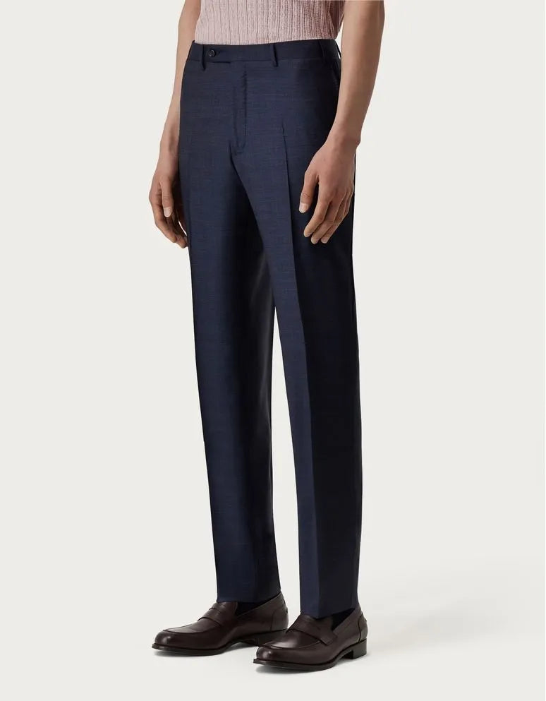 CANALI Men's Blue Sharkskin Suit - Premium Slim Fit Business Suit for Weddings, Office & Formal Events