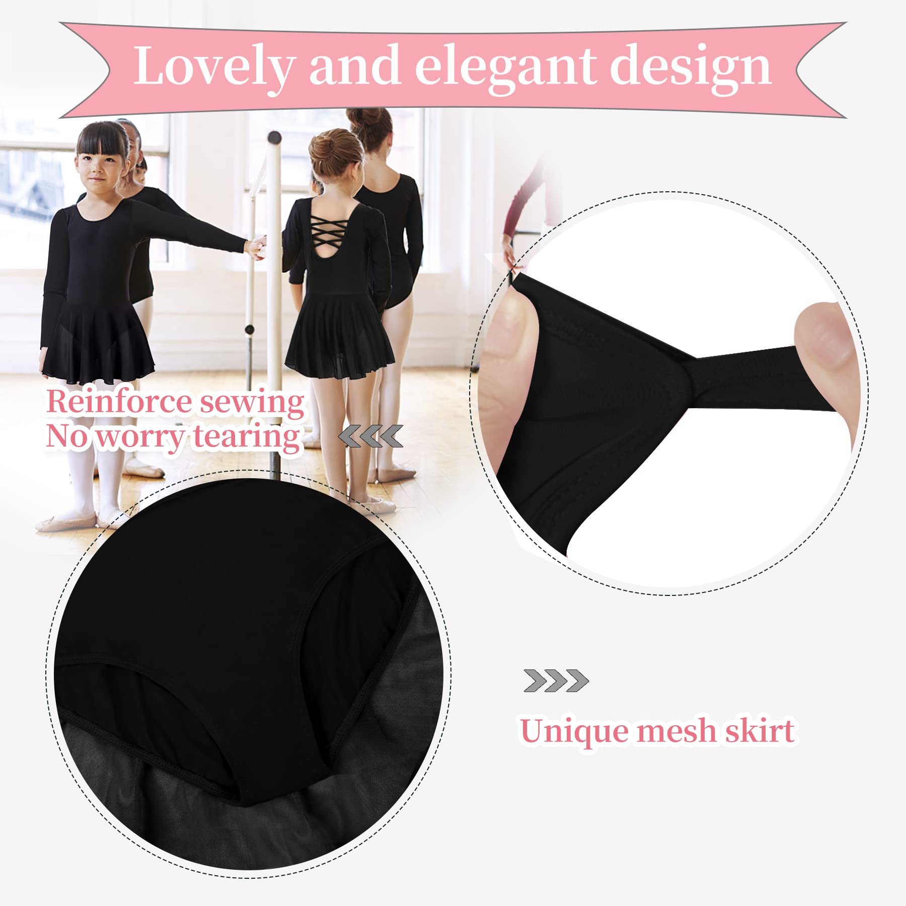 MOLLDAN Girls Ballet Leotard with Criss Cross Back - Short Sleeve Dance Leotards for Ballet, Jazz, Gymnastics & Recital Performance