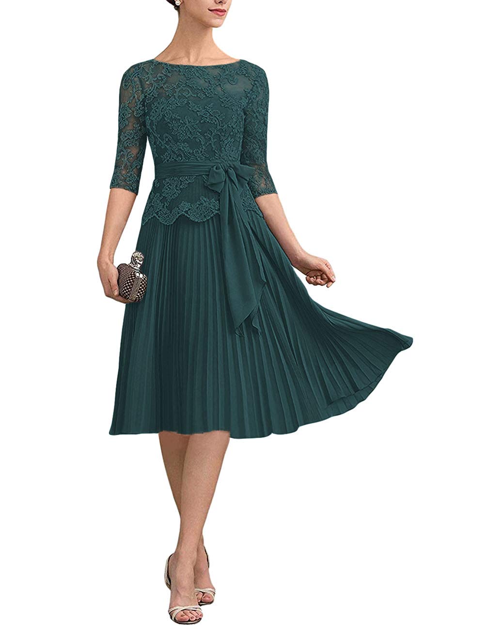 Elegant Short Sleeve Lace Applique Mother of The Bride Dress - Perfect for Weddings, Proms & Formal Occasions