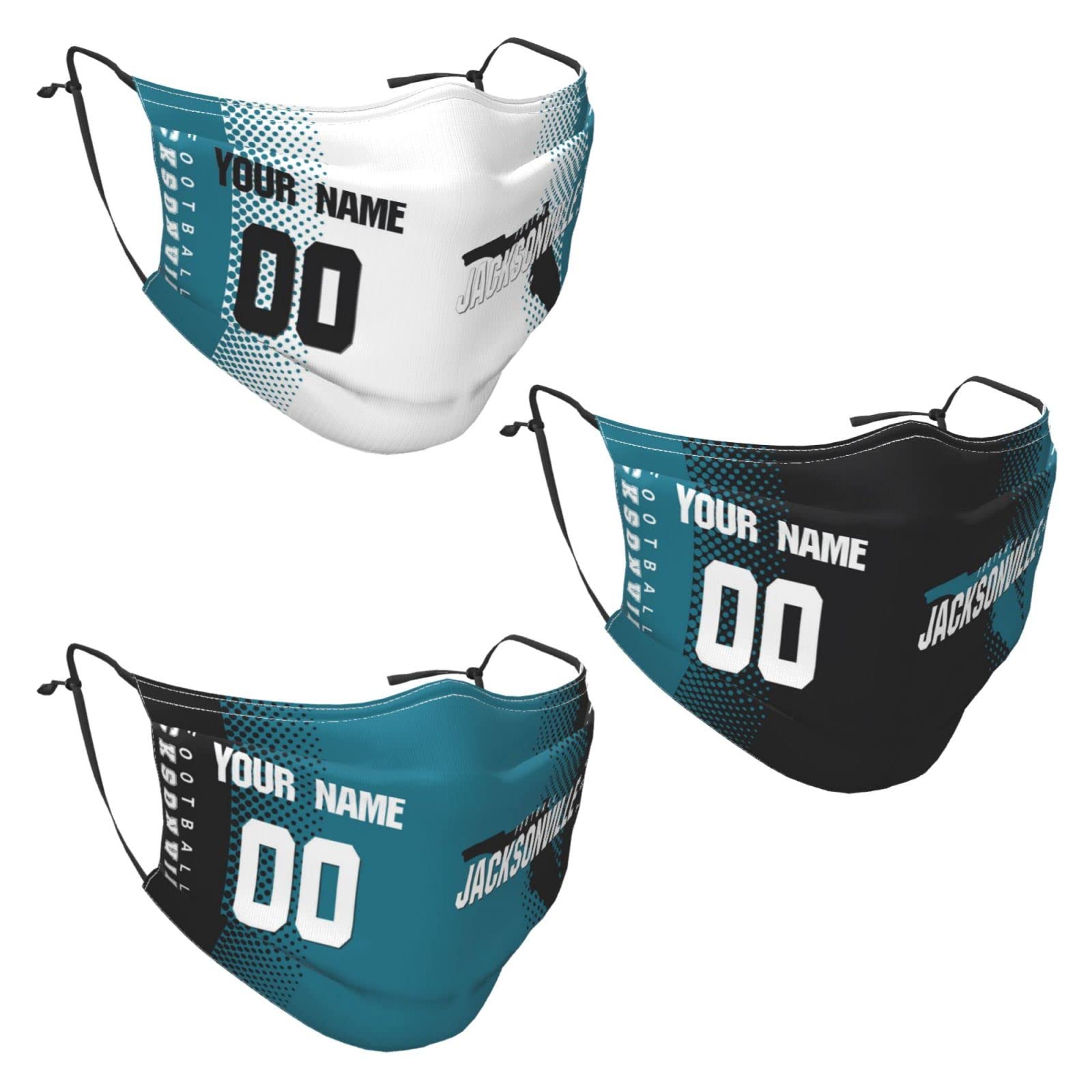 JCETUNO 3-Pack Football Team Face Bandana with Filters - Adjustable Reusable Washable Balaclava for Men & Women - Perfect for Game Day, Outdoor Sports & Fan Gifts
