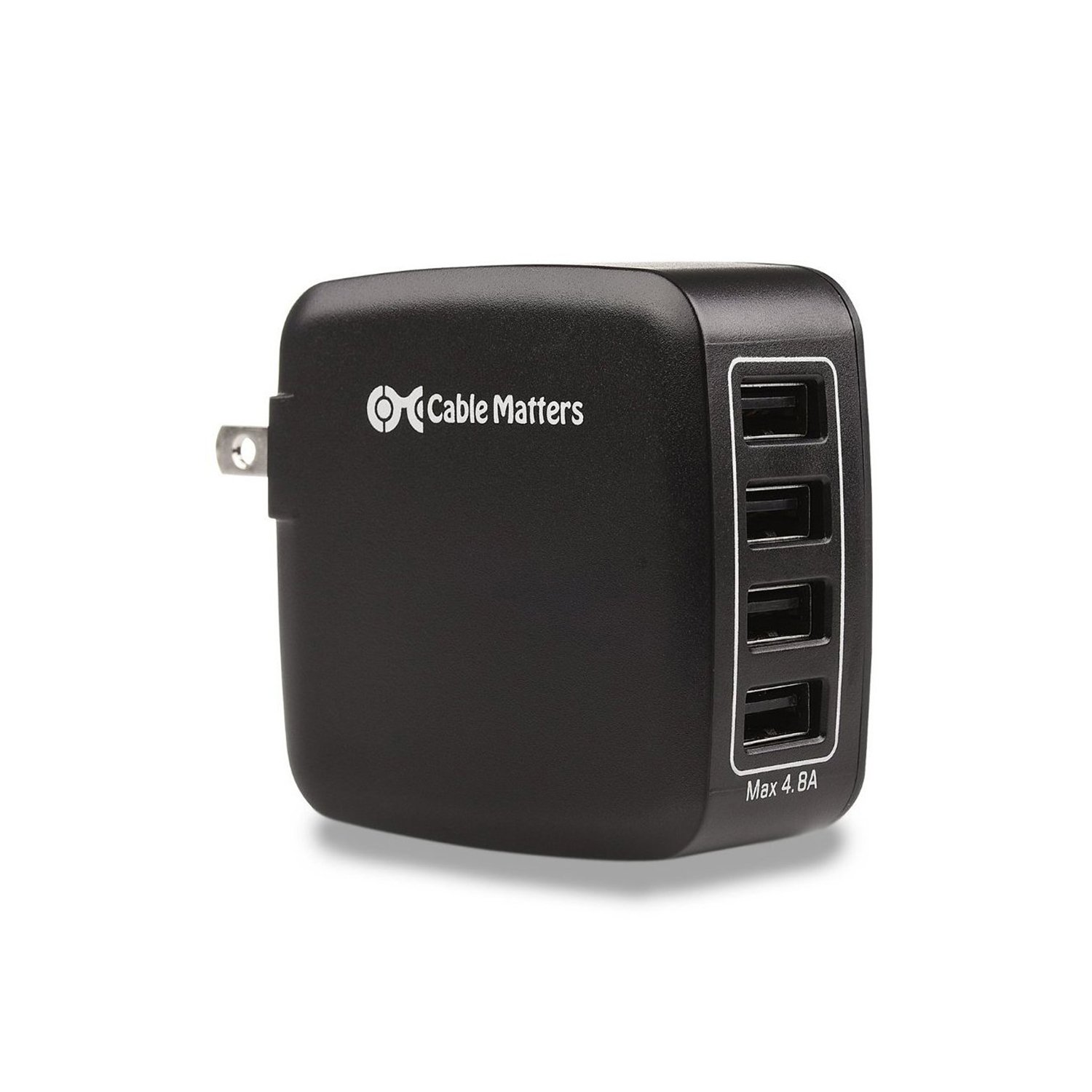 Cable Matters 24W 4.8A 4-Port USB Wall Charger with Twin-Pack Micro-USB Cables - Fast Charging for Multiple Devices - Perfect for Home, Office & Travel