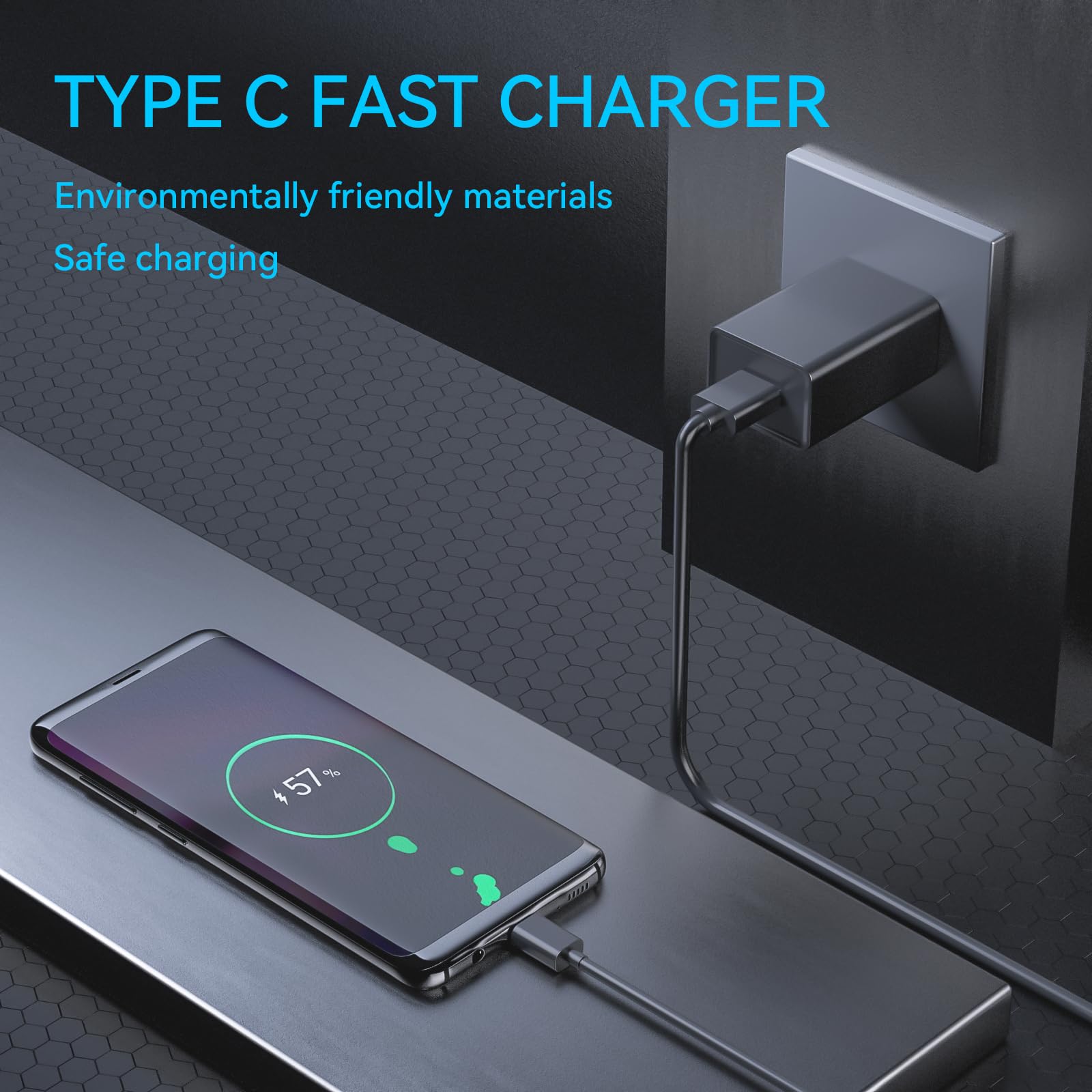 5V/2A Fast Wall Charger with USB-C Cable - Universal Charger for Samsung/Android Phones, Fire Tablet & Kids Tablets | AC/DC Power Adapter for Home, Office & Travel | Quick Charge Mobile Devices
