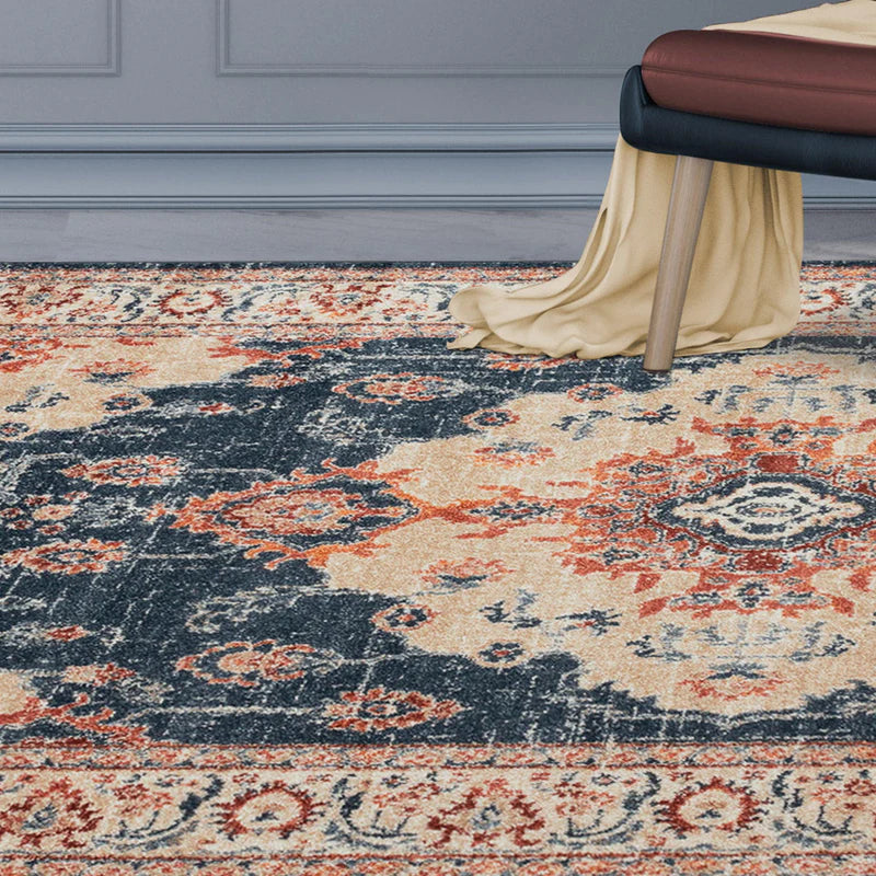 Octavia Oriental Medallion Indoor Area Rug - Traditional Persian Design Non-Slip Living Room Carpet for Home Decor