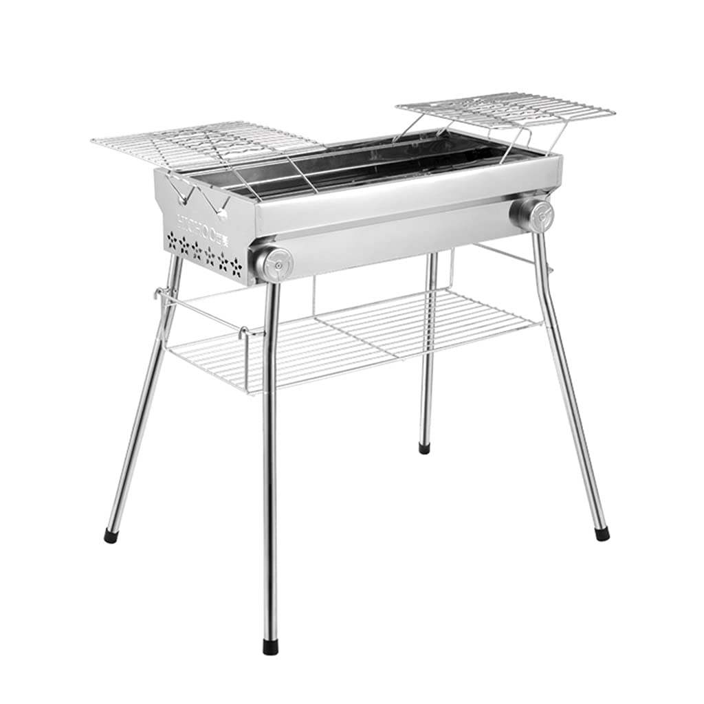 Portable Stainless Steel Folding Charcoal BBQ Grill - Compact Outdoor Camping & Backyard Picnic Grill Set with Barbecue Tools for Patio, Tailgating & Beach Cooking