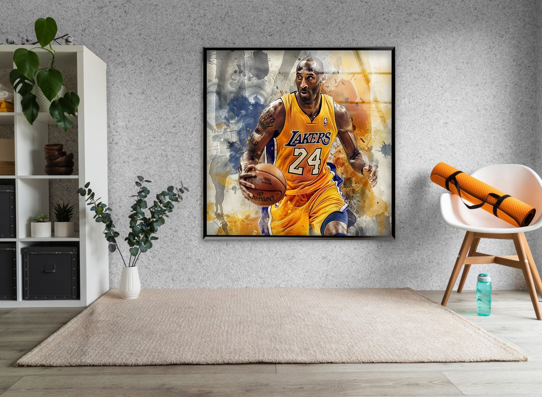 Kobe Bryant Basketball Wall Art - Stained Glass Tribute for Lakers Fans - Perfect for Home, Office, and Sports Memorabilia Collections
